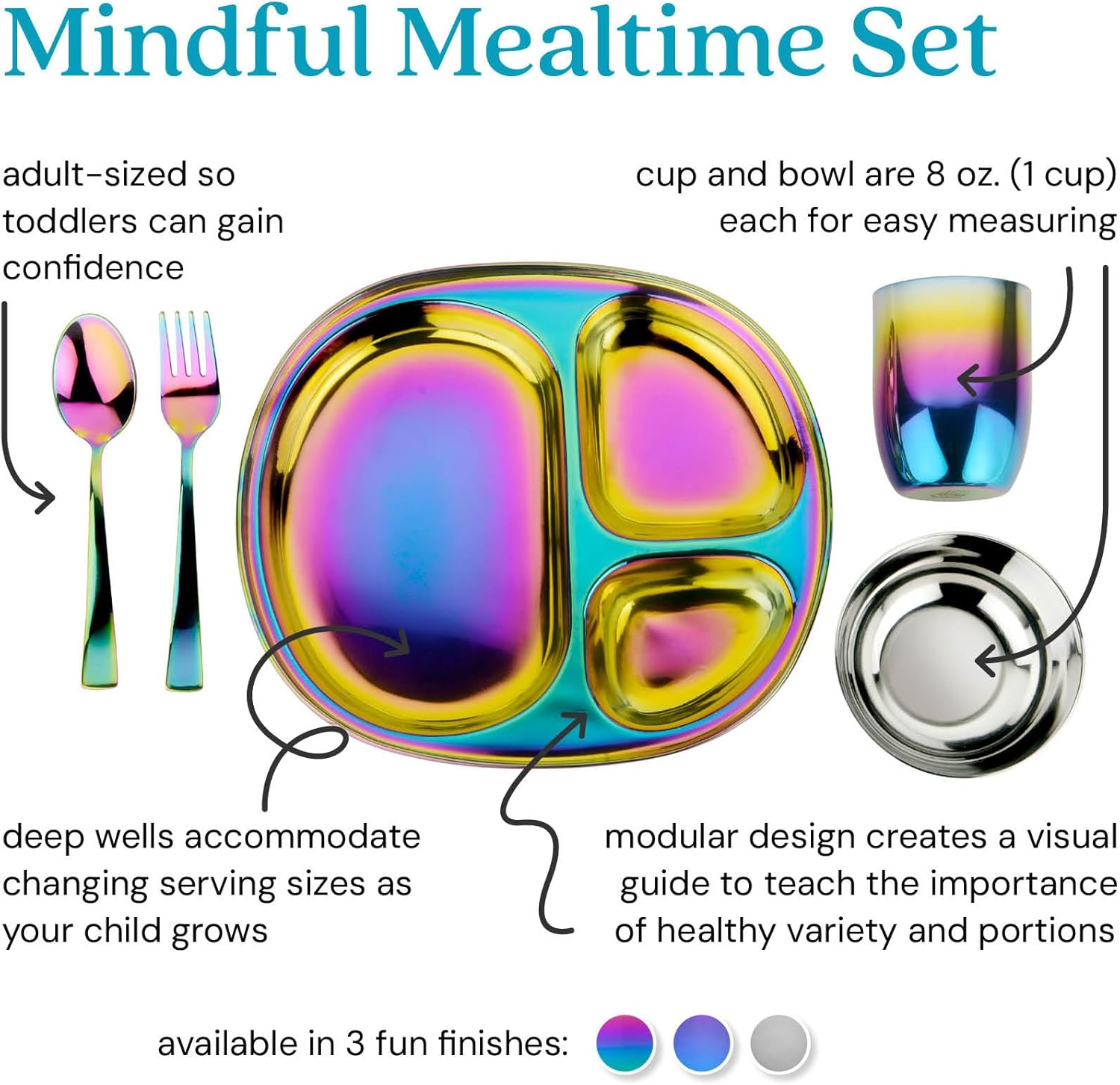 Ahimsa Kids and Toddler Plate and Bowl Set Mindful Mealtime