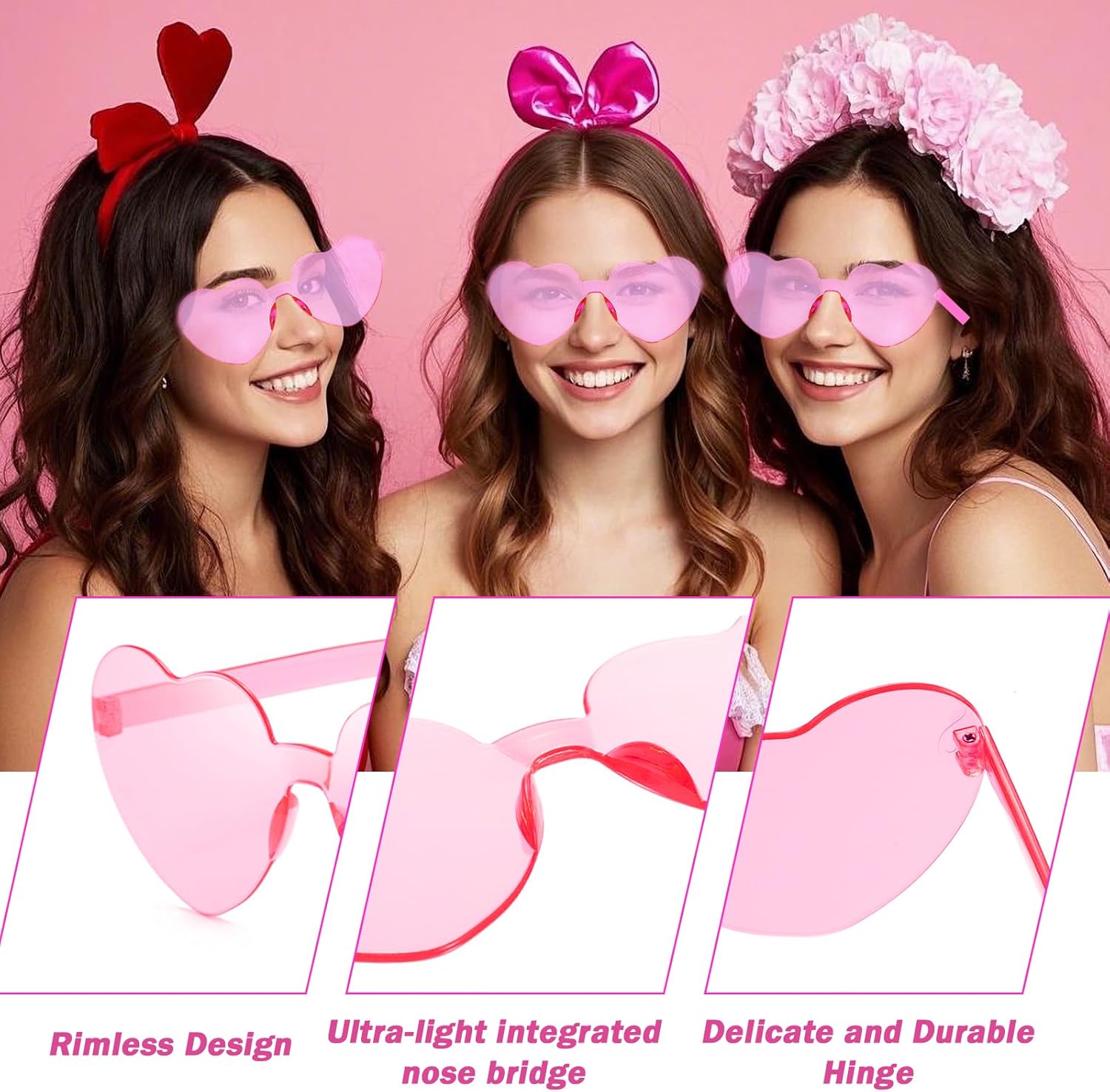 24pcs Heart Shaped Sunglasses for Valentine Party Fun
