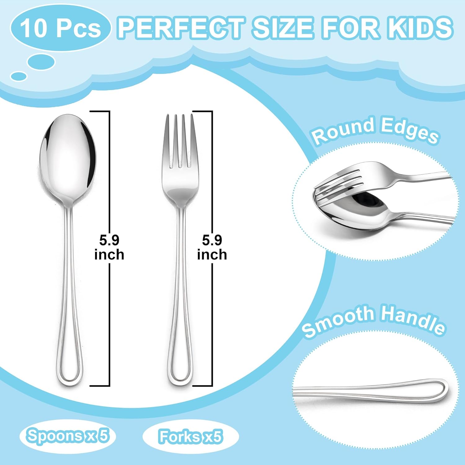 E-Far 10-Piece Toddler Flatware Set