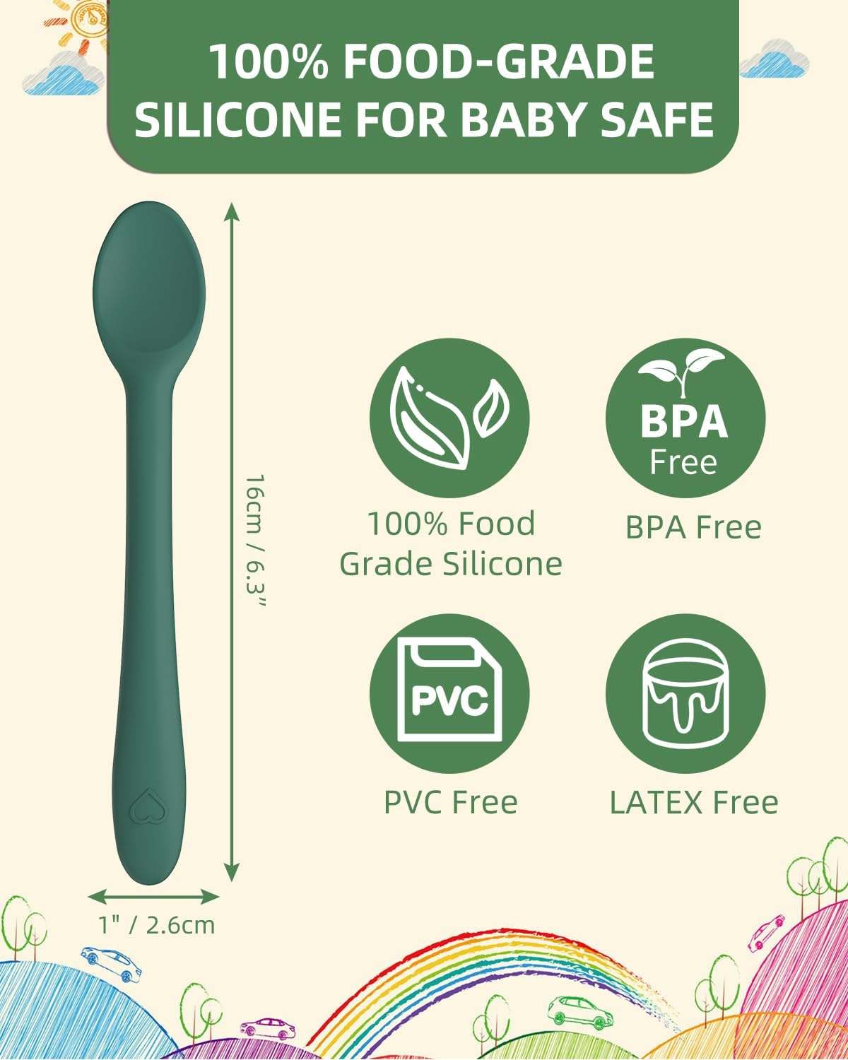 6-Piece Silicone Baby Feeding Spoons