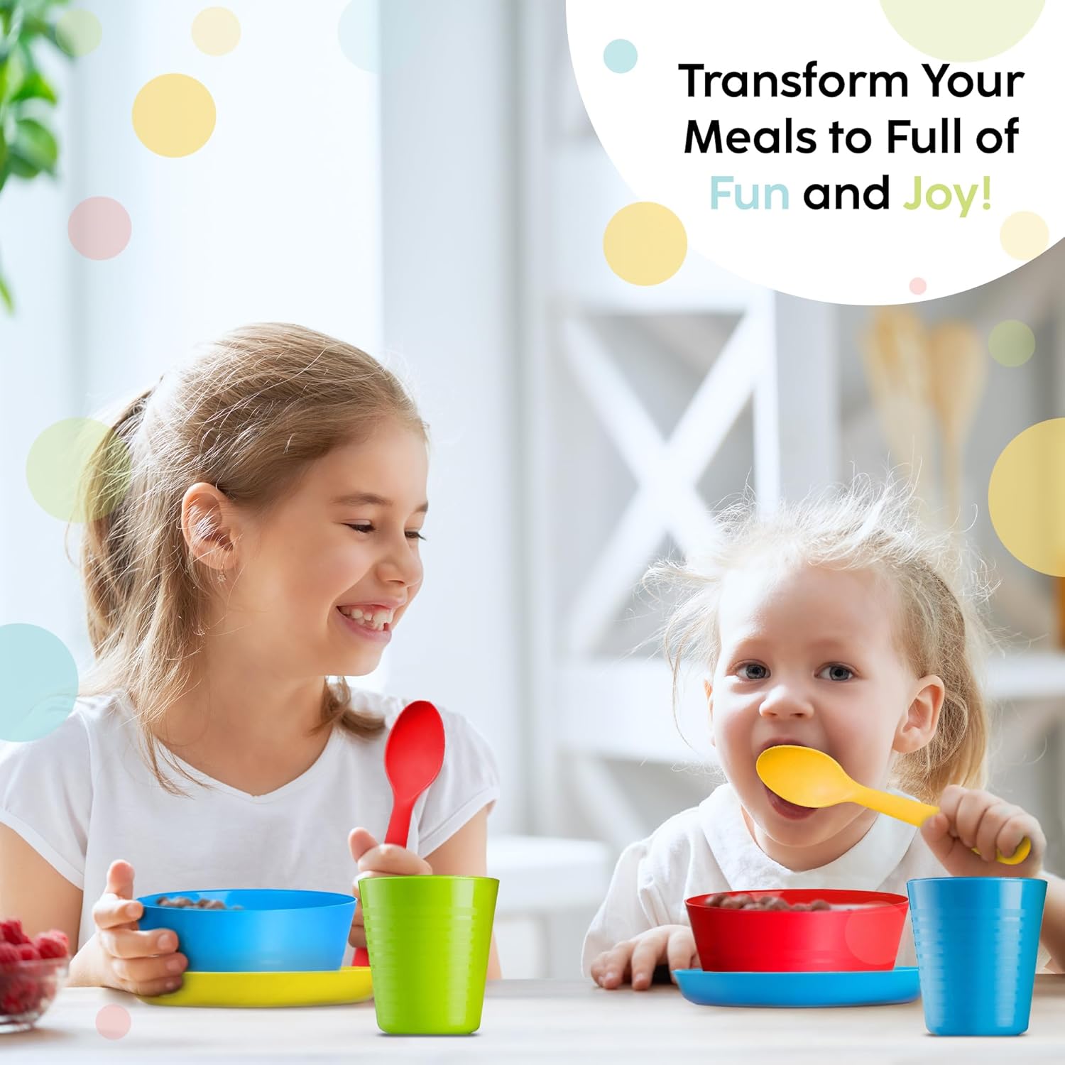 PLASKIDY Kids Dinnerware Set 24 Piece BPA Free