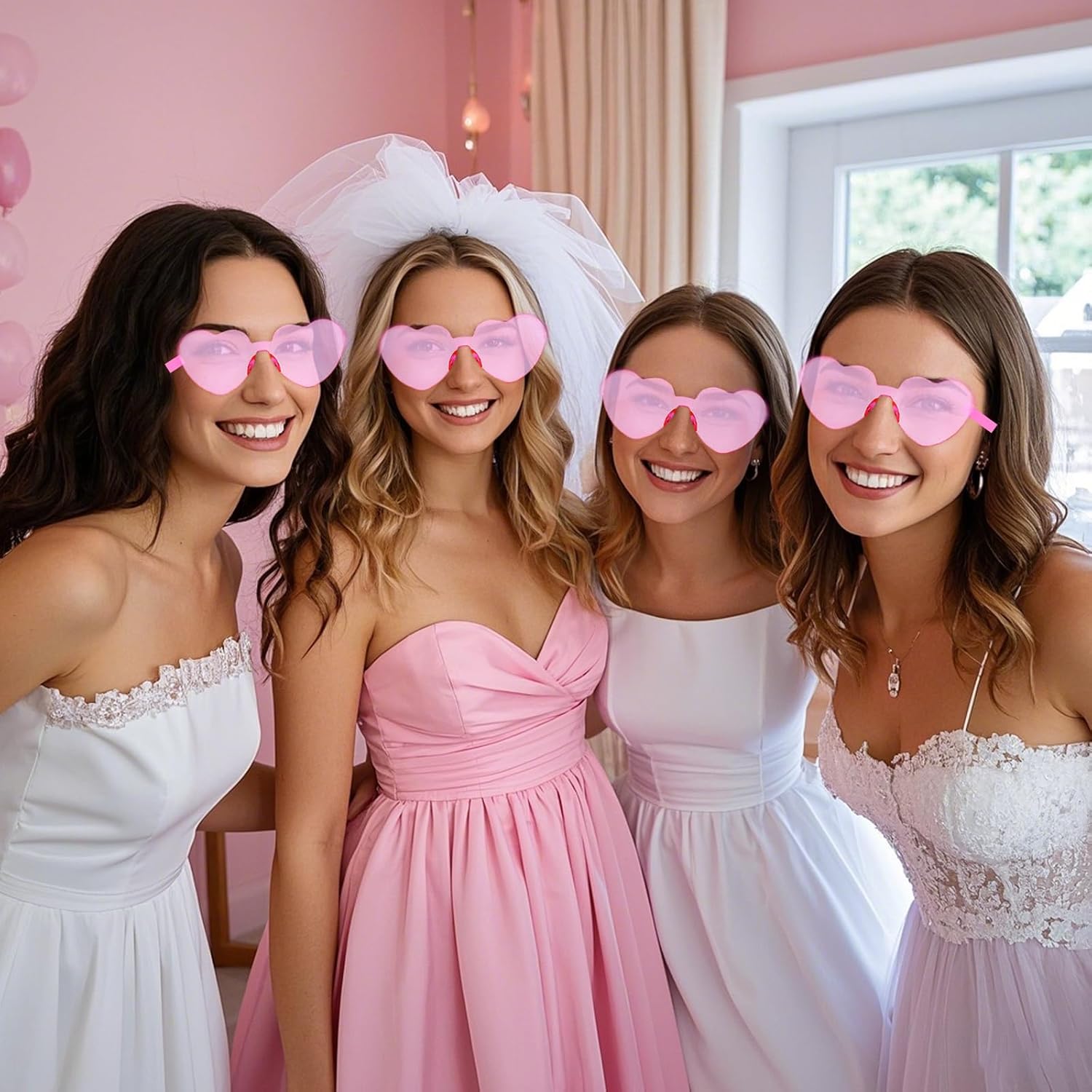 24pcs Heart Shaped Sunglasses for Valentine Party Fun