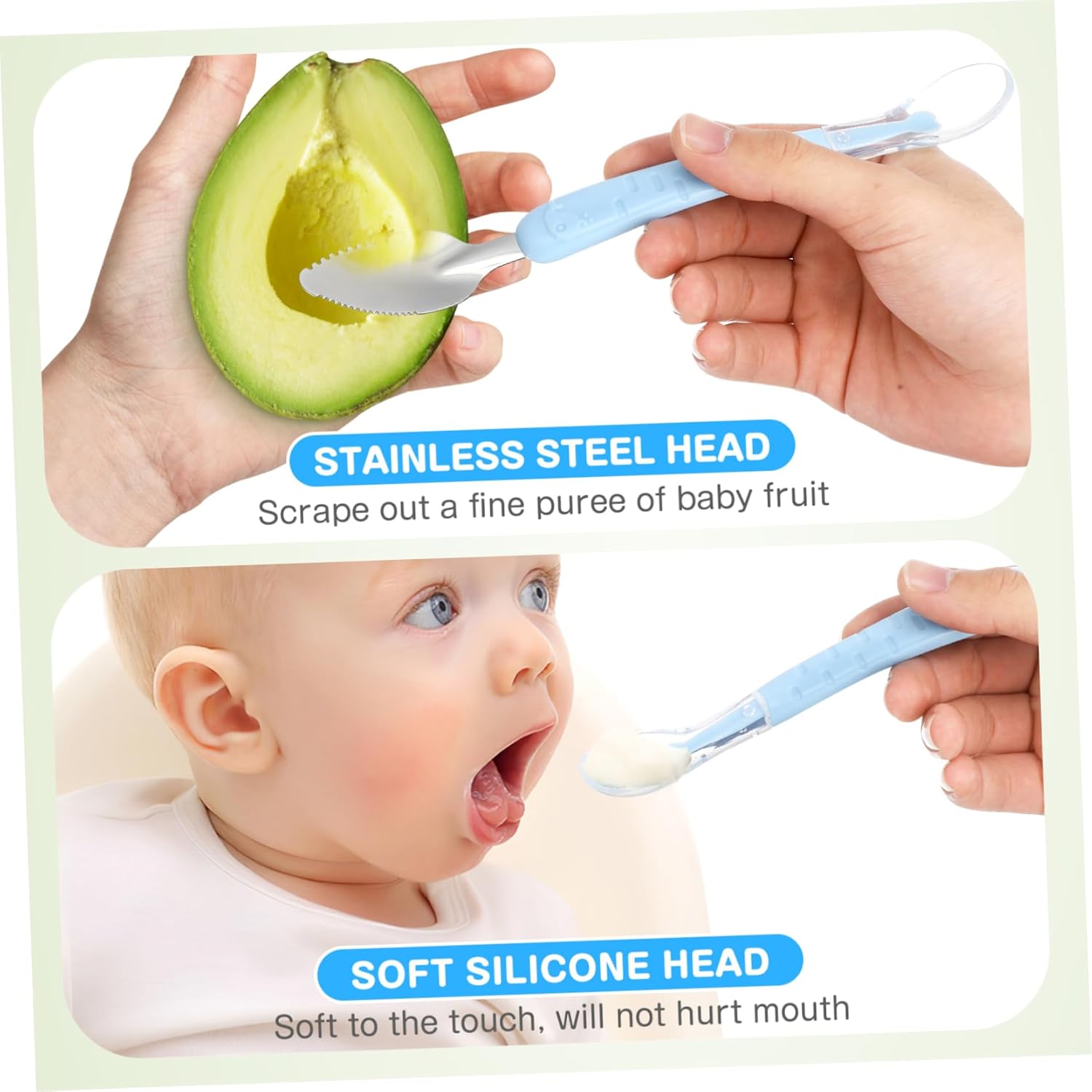 Secfou 2-Piece Scraper Feeding Tool Spoon