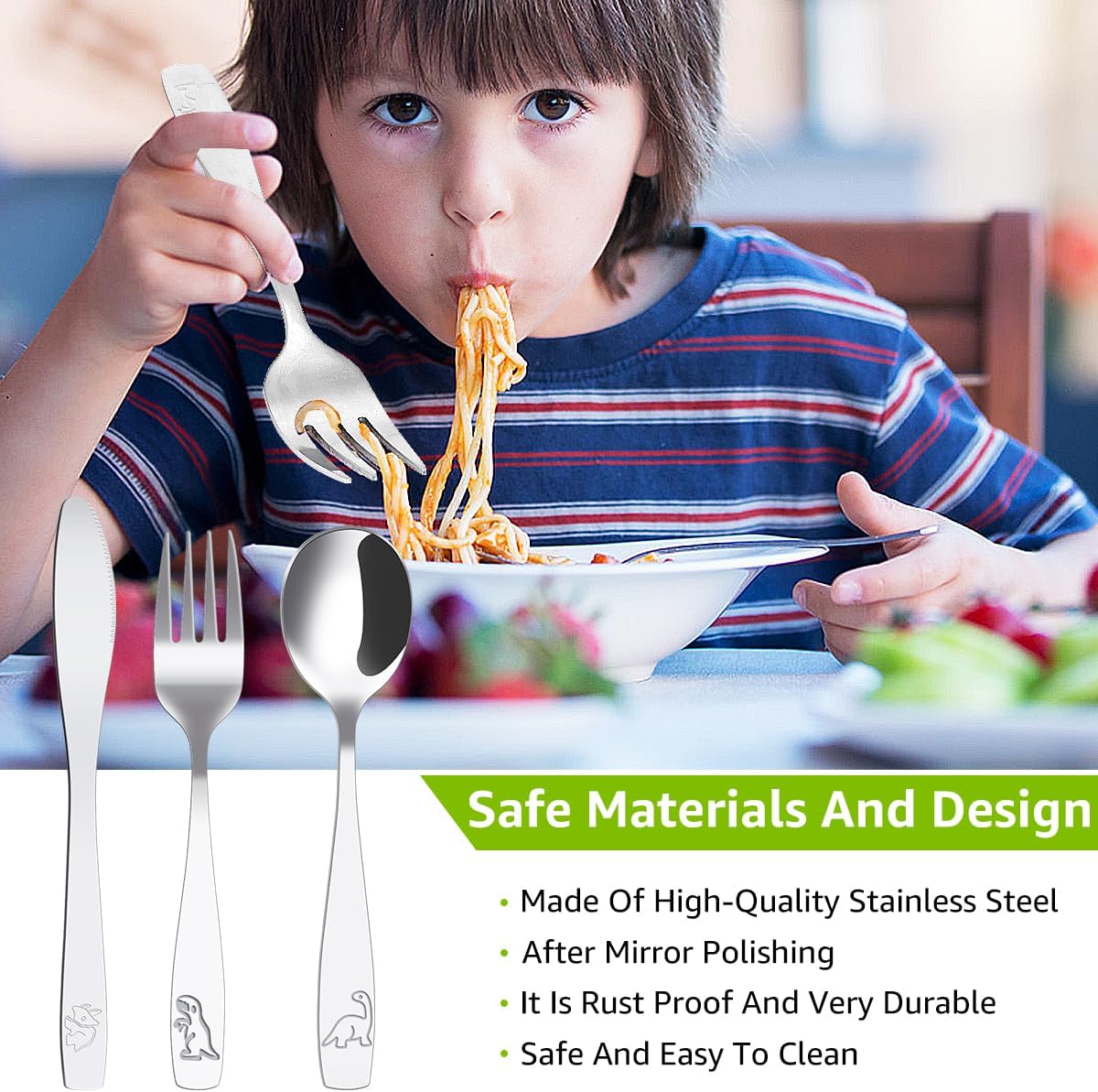 Stainless Steel Dinosaur Kids Flatware Set