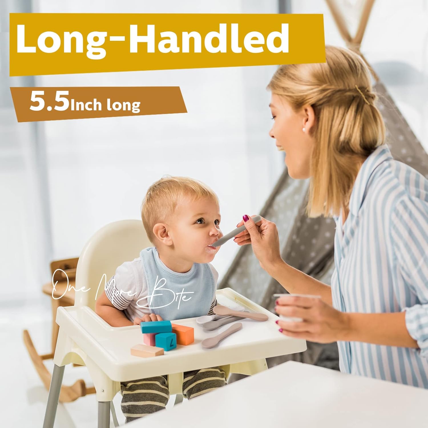 Five Silicone Baby Spoons for Toddlers Self-Feeding Heat Resistant