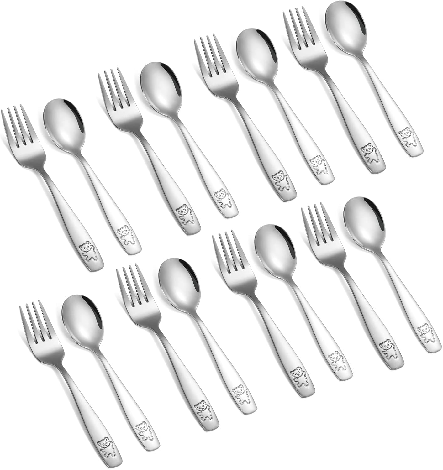 16-Piece Toddler Flatware Set Stainless Steel Kids Cutlery