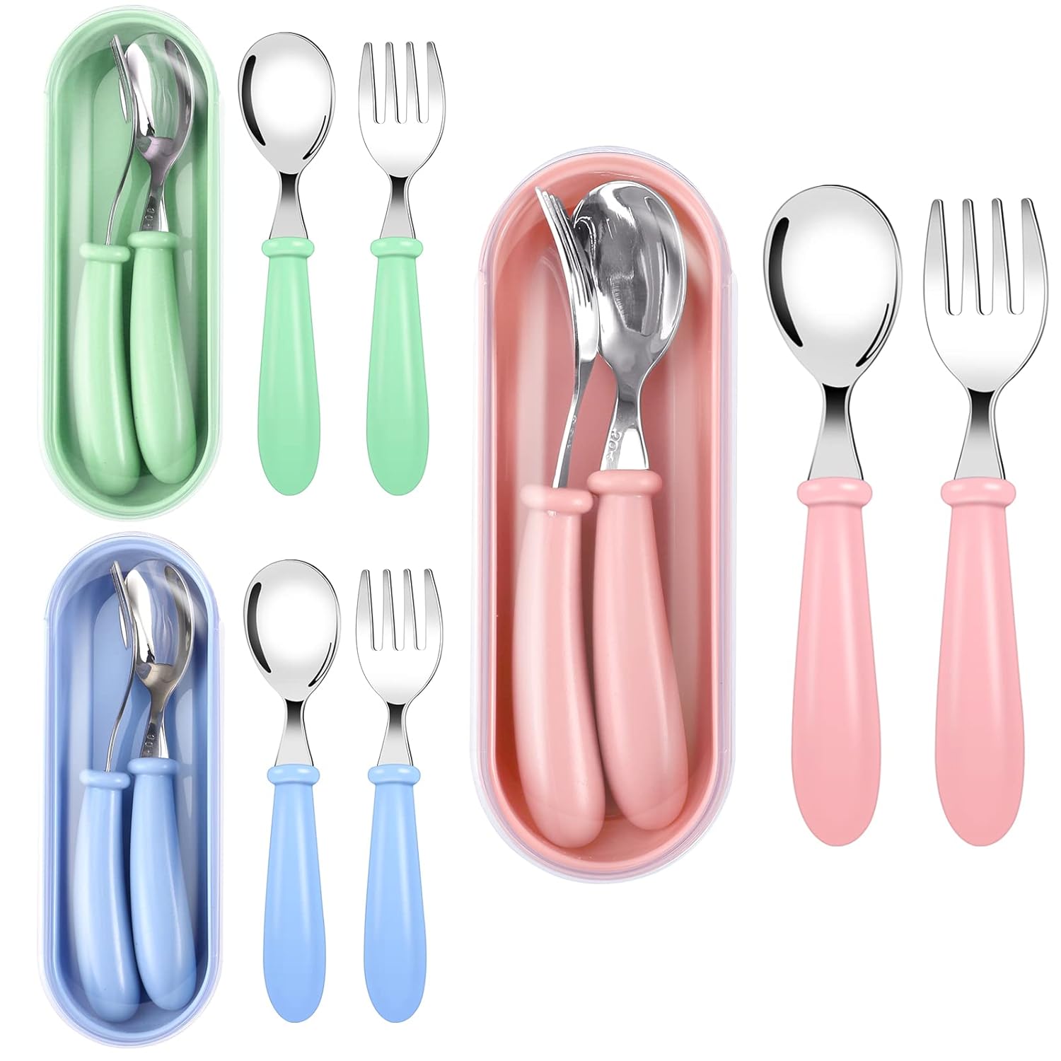 Stainless Steel Toddler Utensils with Storage Box for Safe Dining