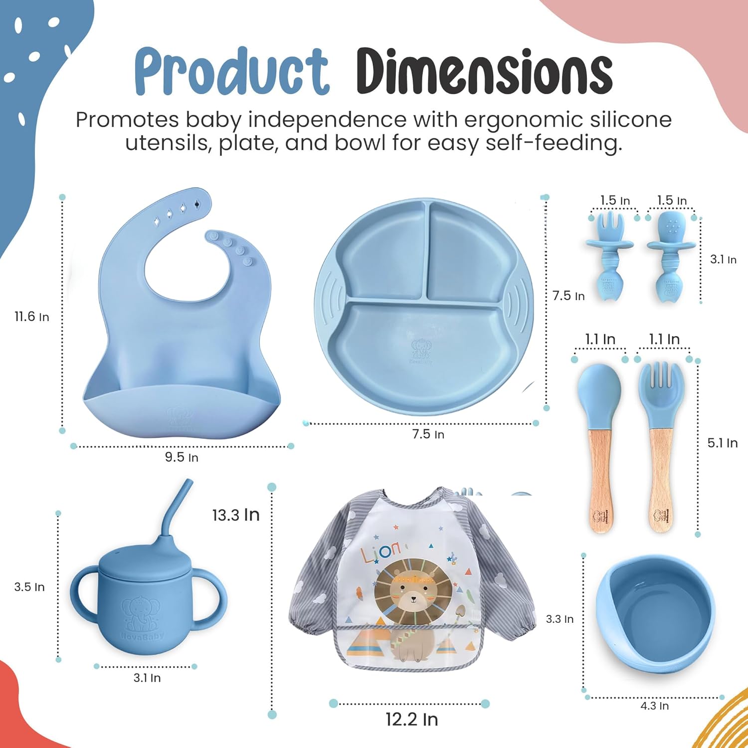 NOVABABY Silicone Baby Feeding Set with Suction Plate and Bowl