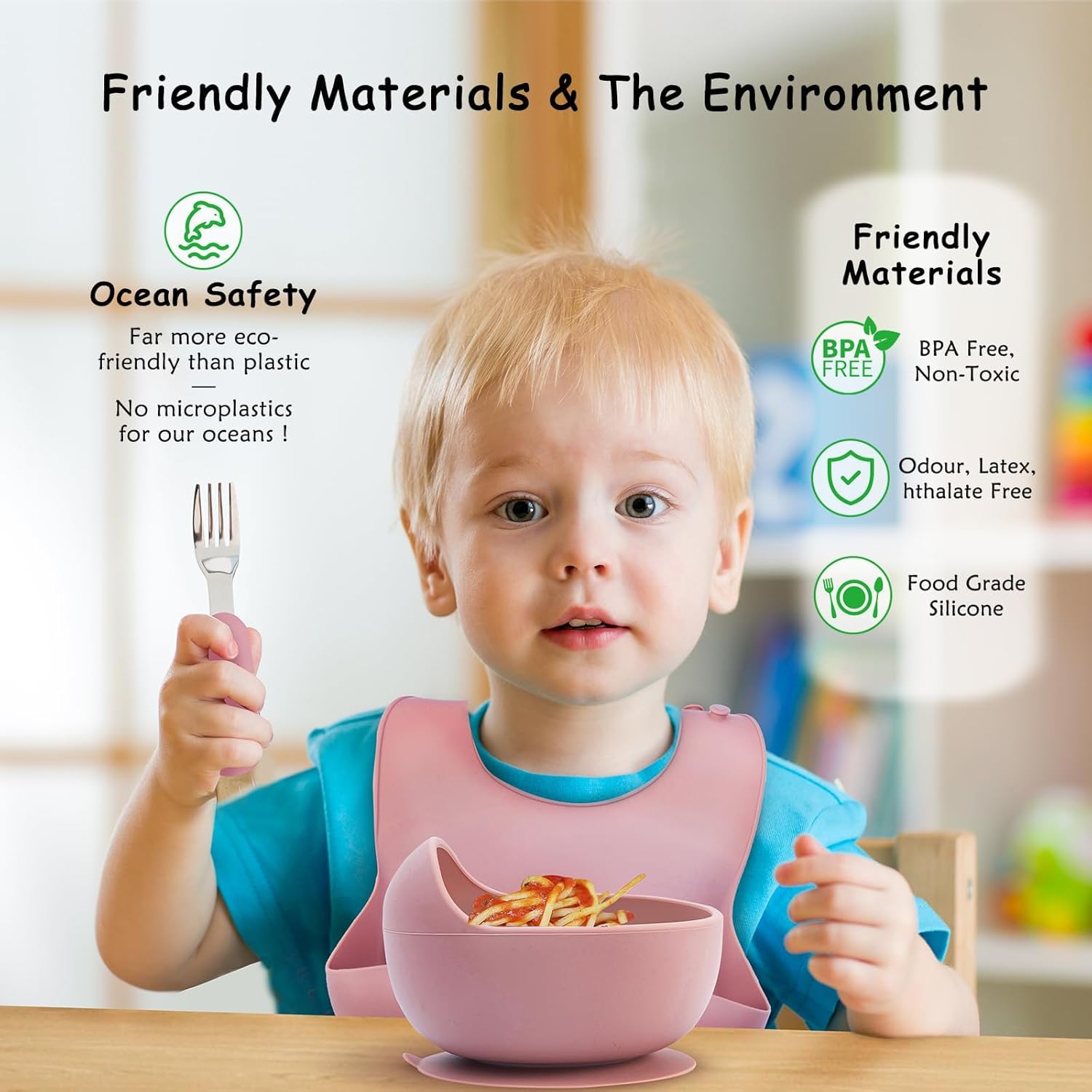 Adjustable Silicone Baby Feeding Set for Toddler Weaning Healthy Safe