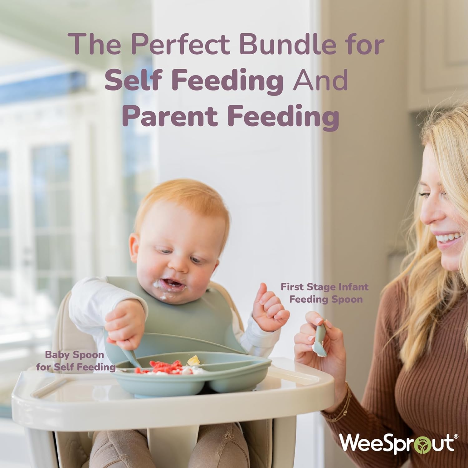 WeeSprout Baby Led Weaning Silicone Suction Bowl Bundle