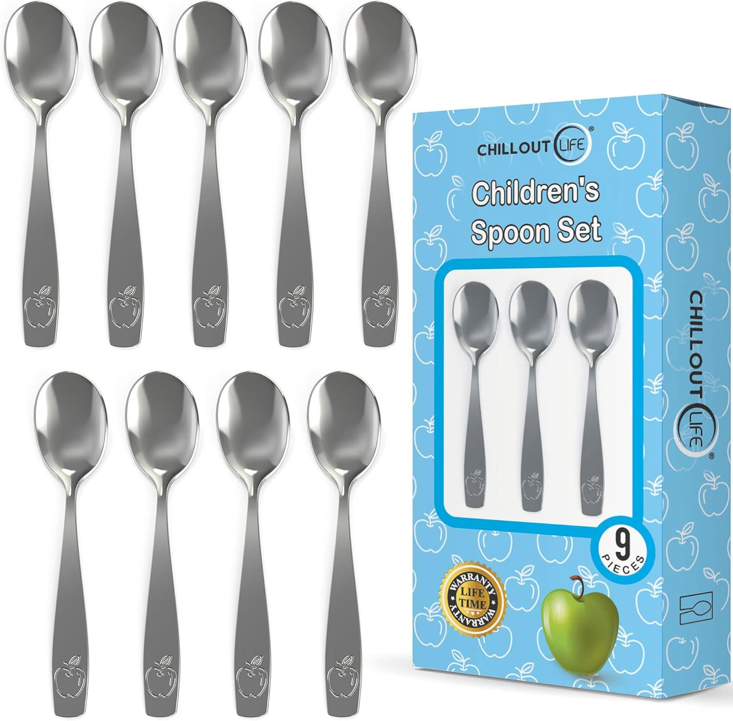 Perfect for Kids - 9 Stainless Steel Spoons