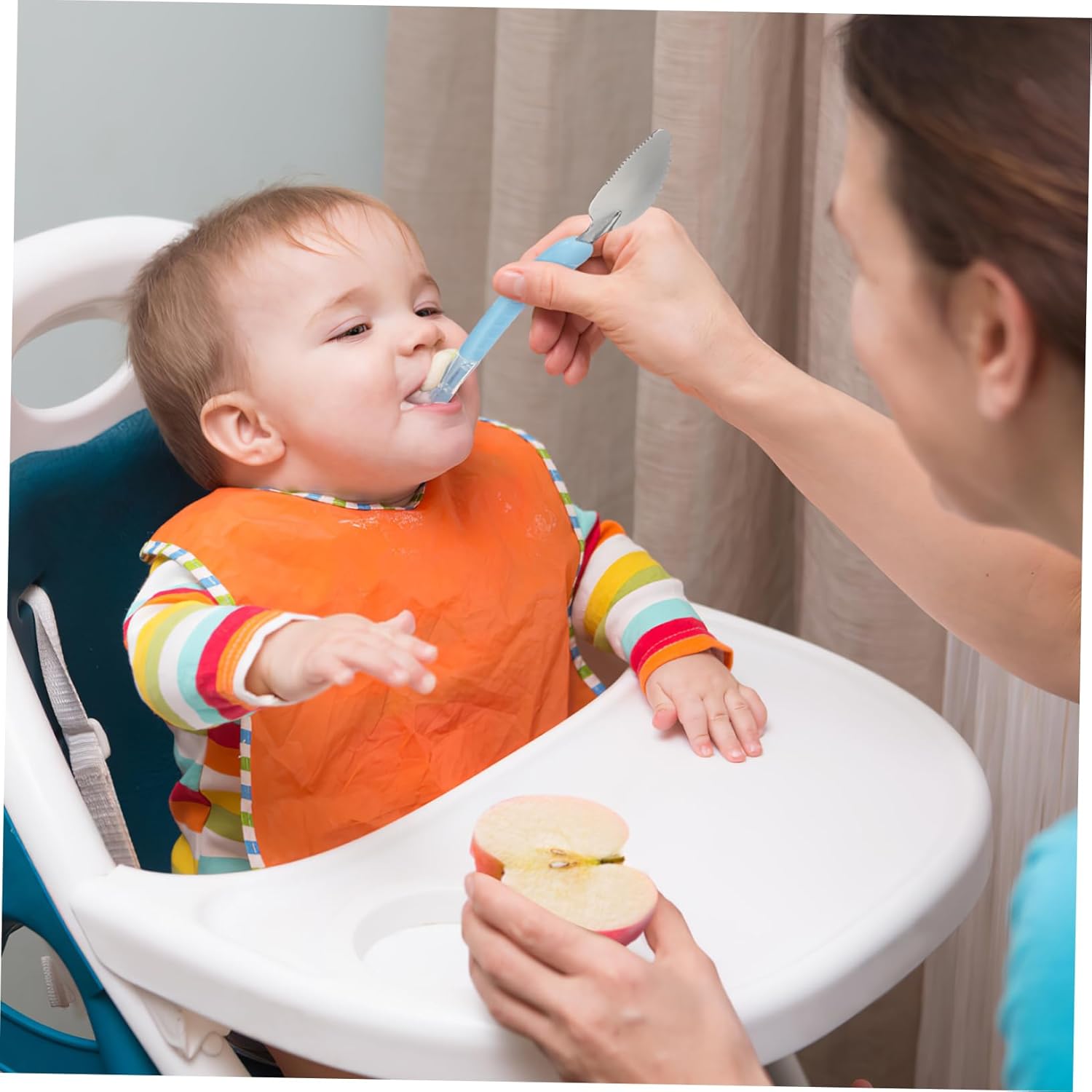 Double-Headed Stainless Steel Silicone Baby Spoon for Fruit Scraping