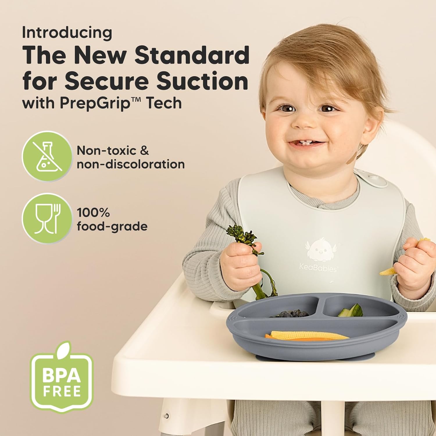 KeaBabies 4-Pack Silicone Baby Utensils Set and Suction Plates
