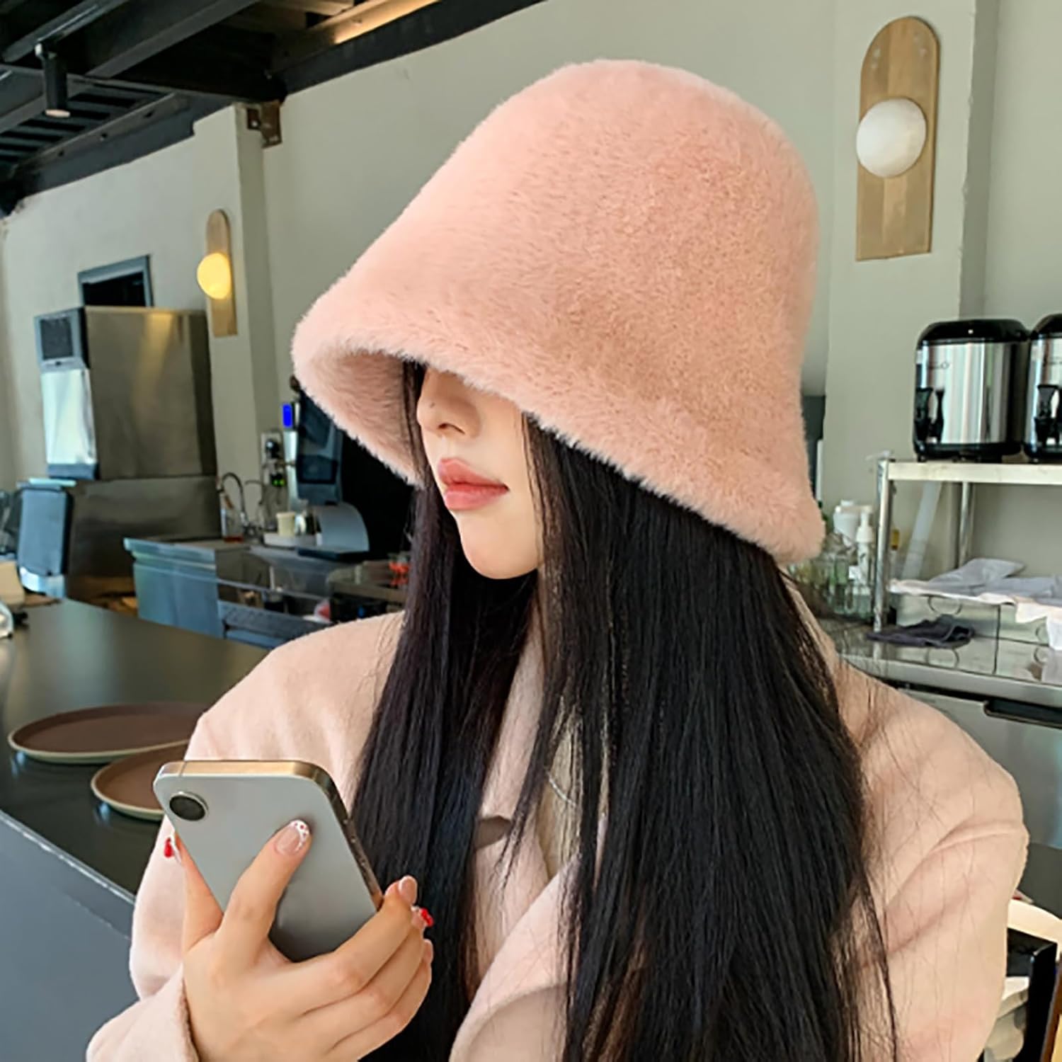 HGps8w Winter Fuzzy Bucket Hat Warm Stylish