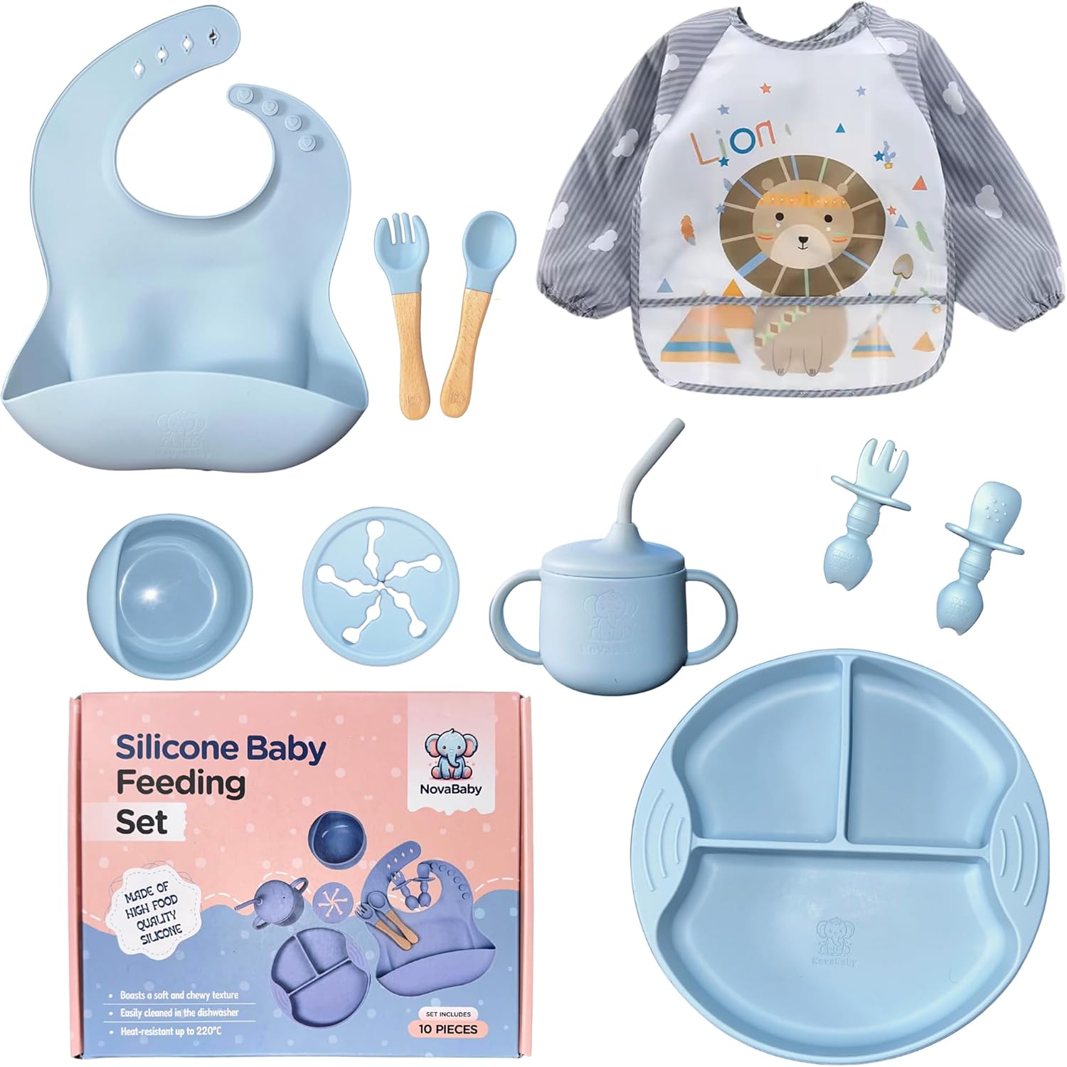 NOVABABY Silicone Baby Feeding Set with Suction Plate and Bowl