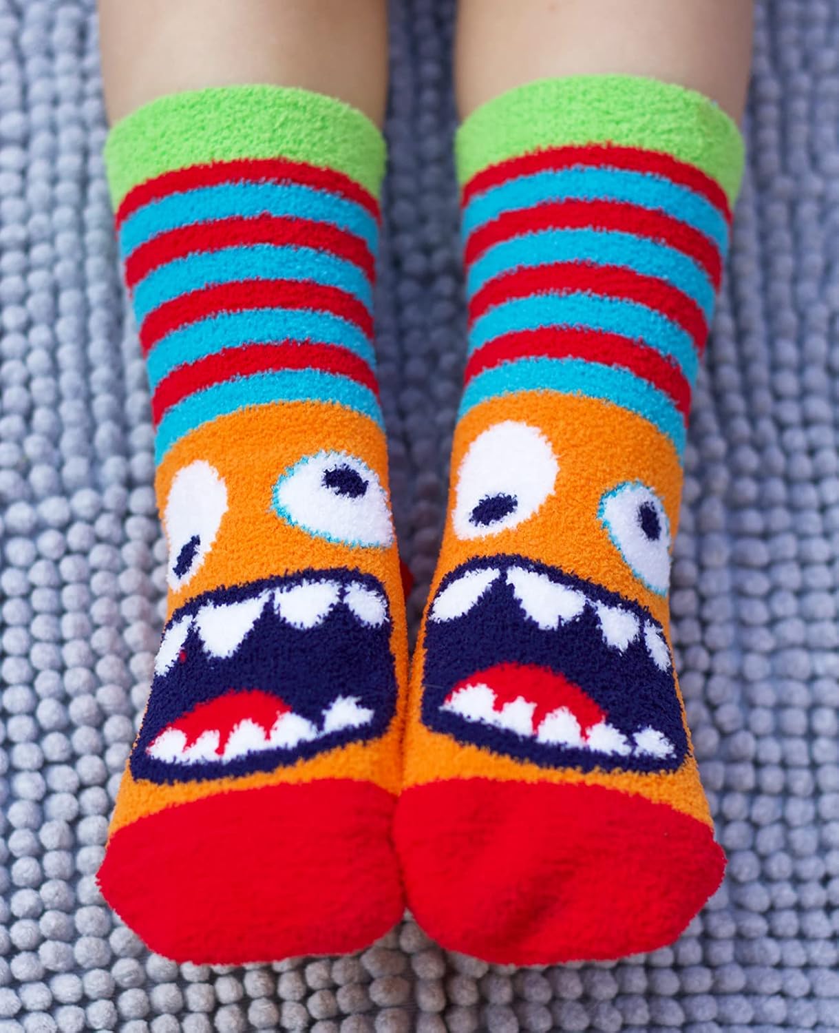 Monster Fuzzy Slipper Socks for Boys