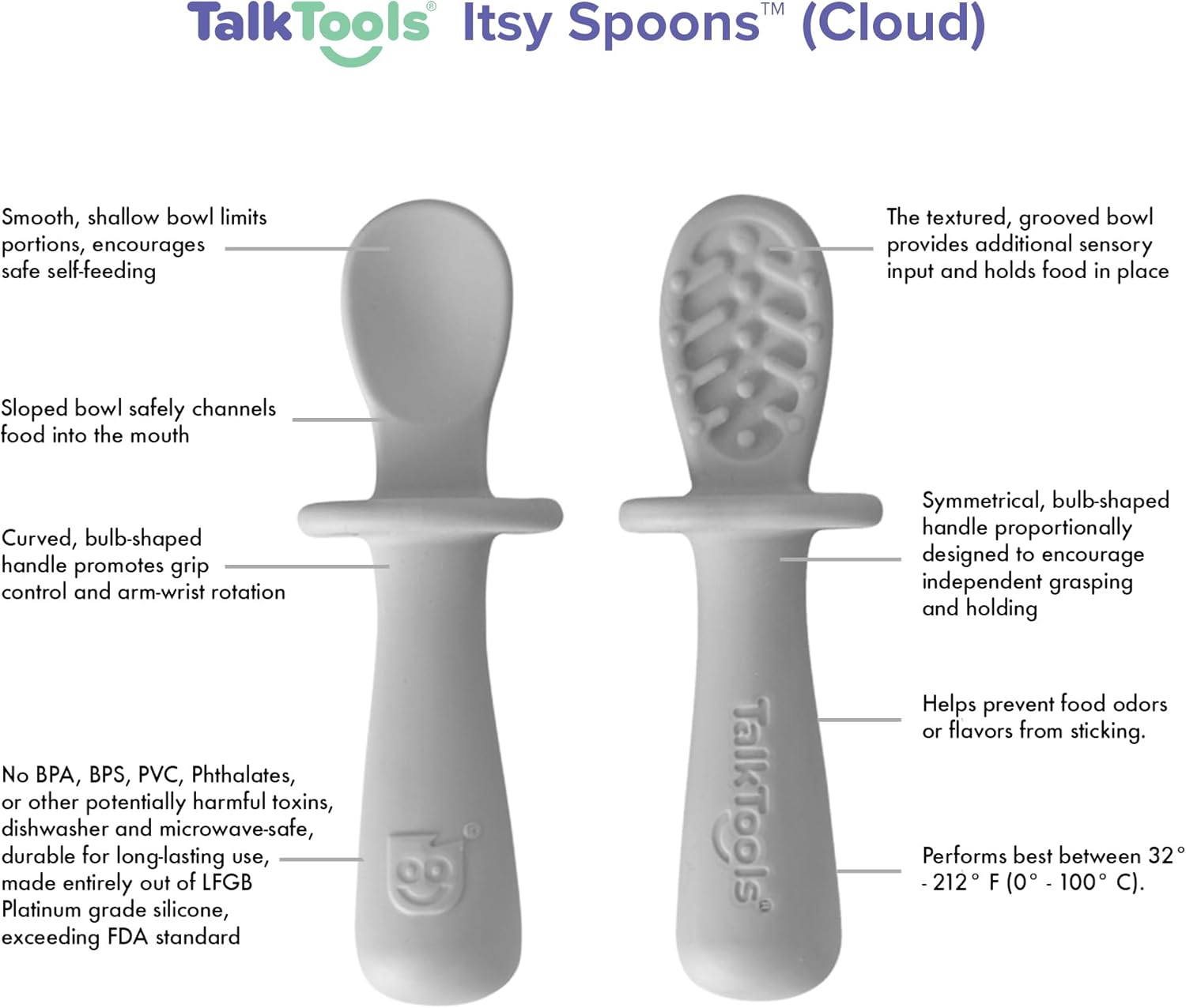 TalkTools ITSY Tiny Silicone Spoons Twin Pack - Perfect for Toddlers Picky Eaters