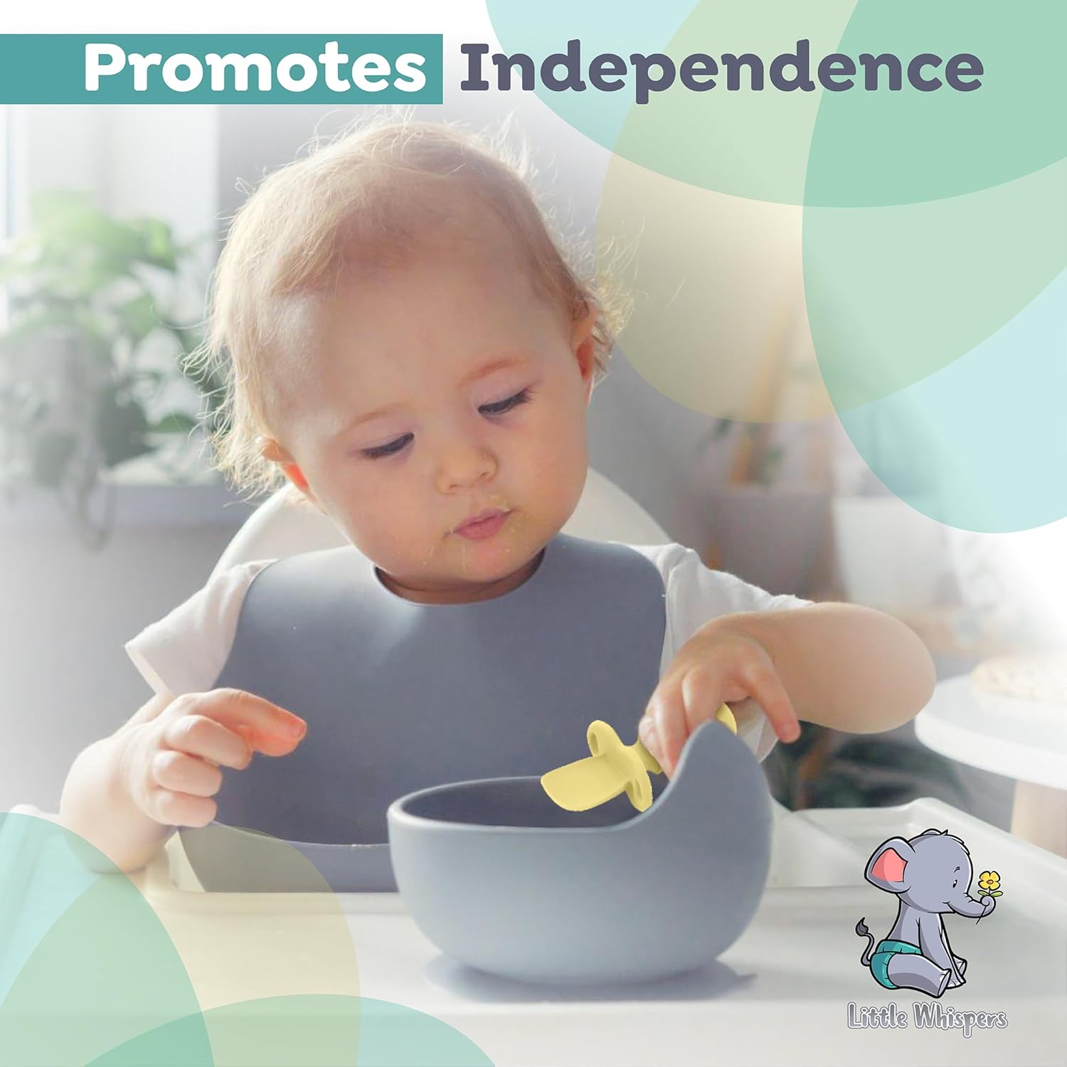 Little Whispers Baby Silicone Spoons - Self Feeding 6 Months - 4 Pack Set