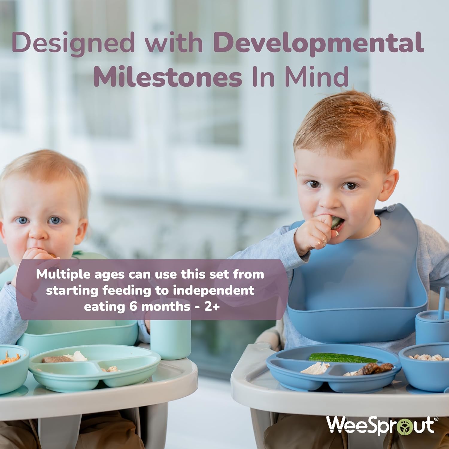 WeeSprout Baby Led Weaning Silicone Suction Bowl Bundle