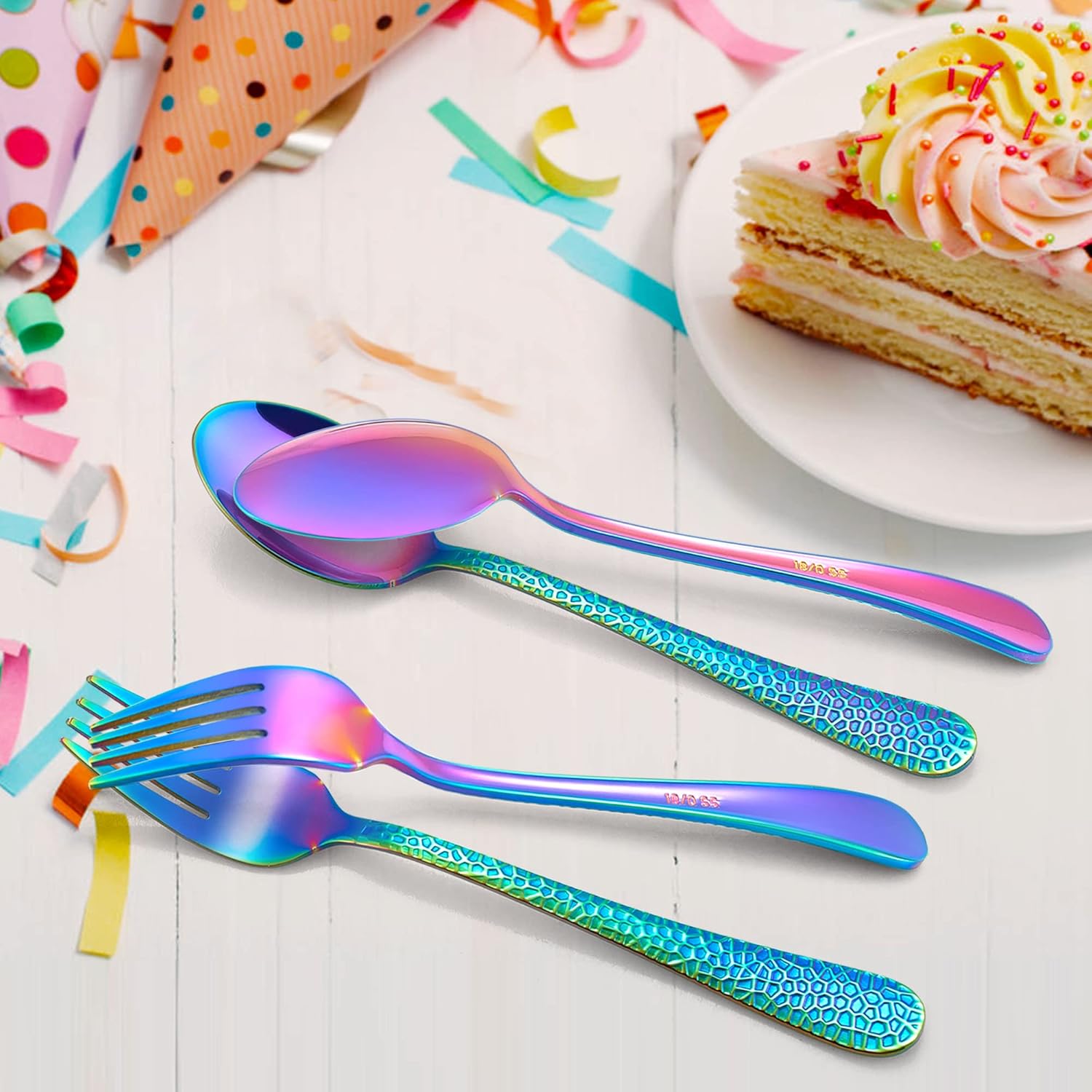 Perfect for Little Ones 14-Piece Rainbow Silverware Set for Toddlers