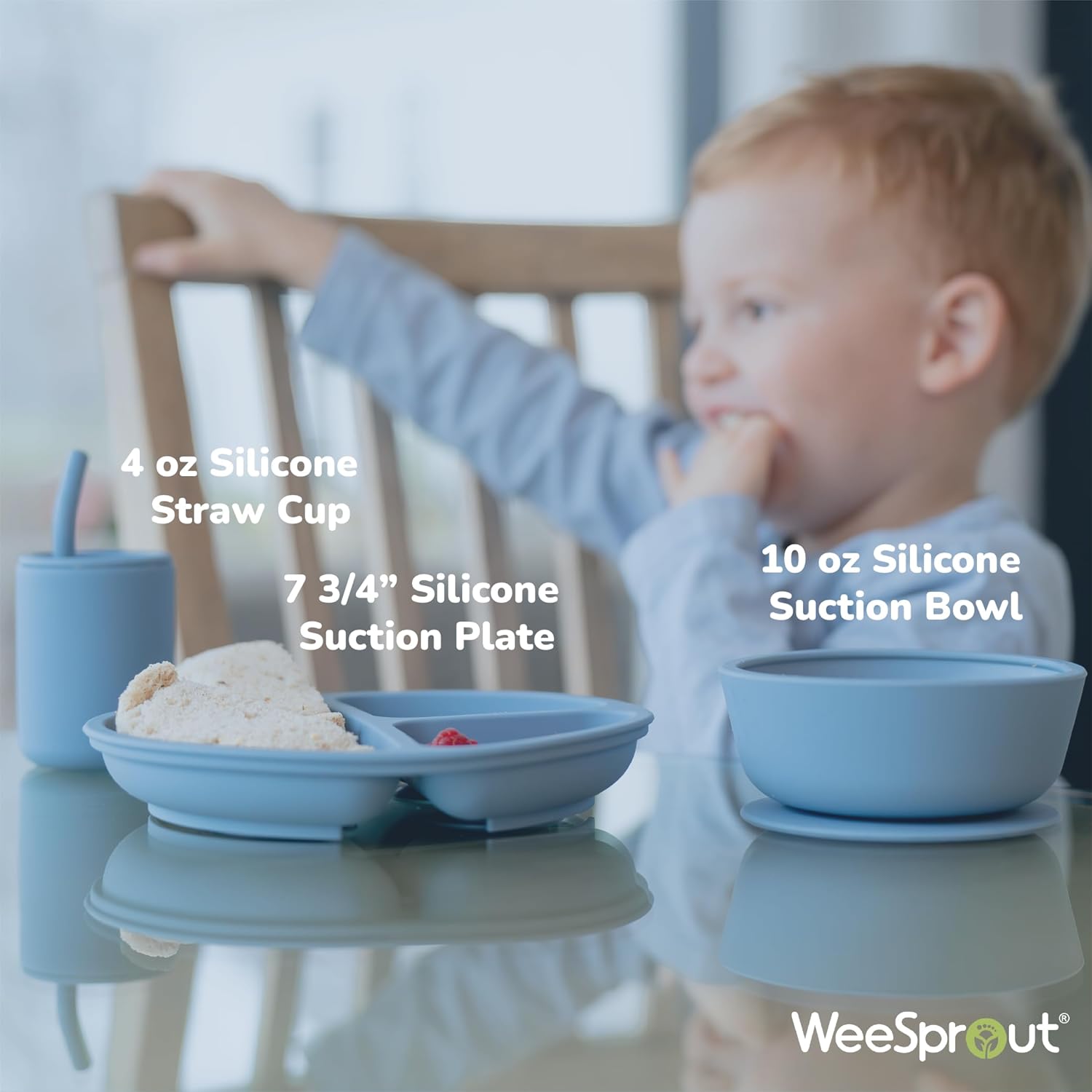 WeeSprout Baby Led Weaning Silicone Suction Bowl Bundle