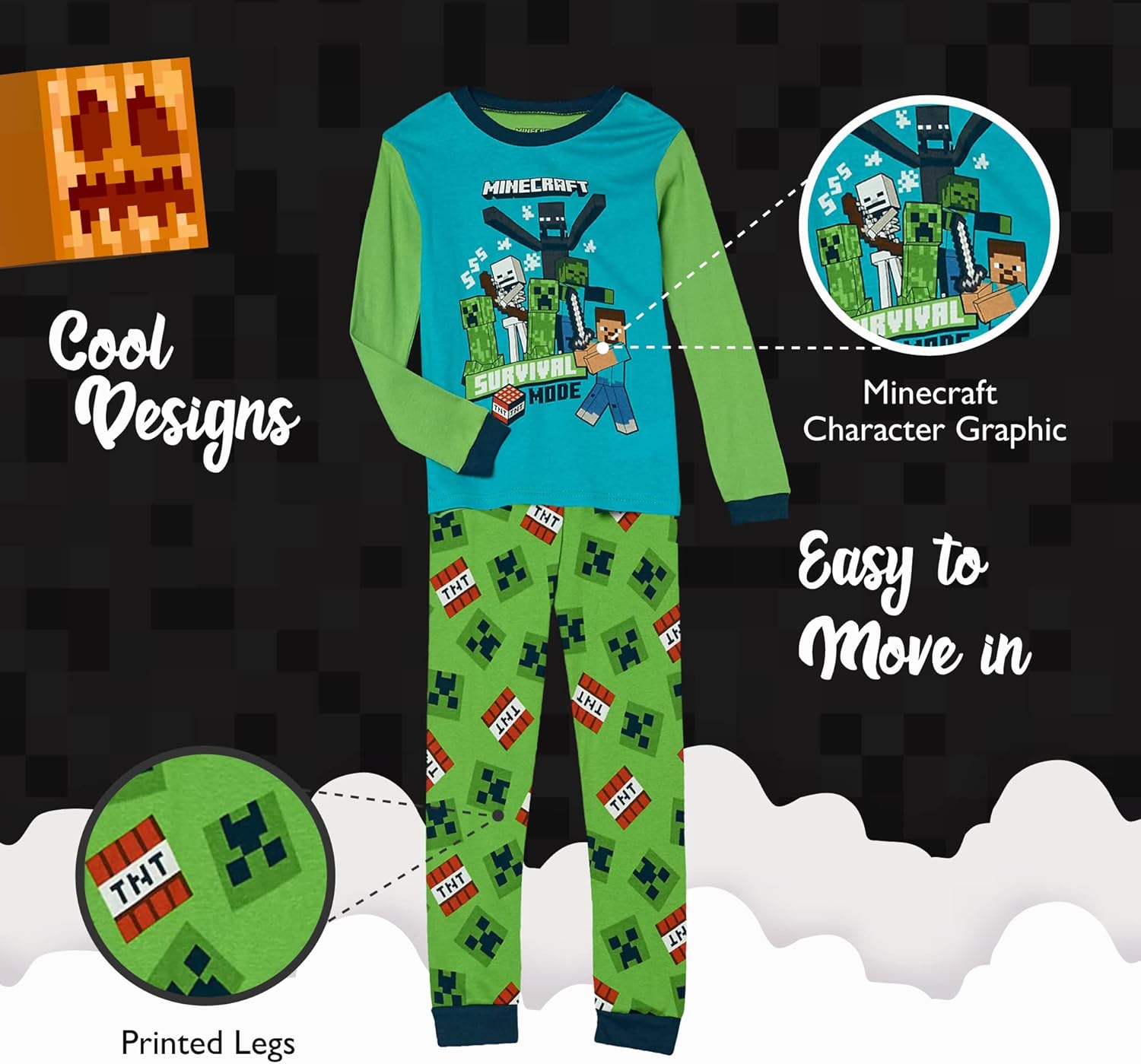 Minecraft Kids Pajama Set Fun comfy for boys