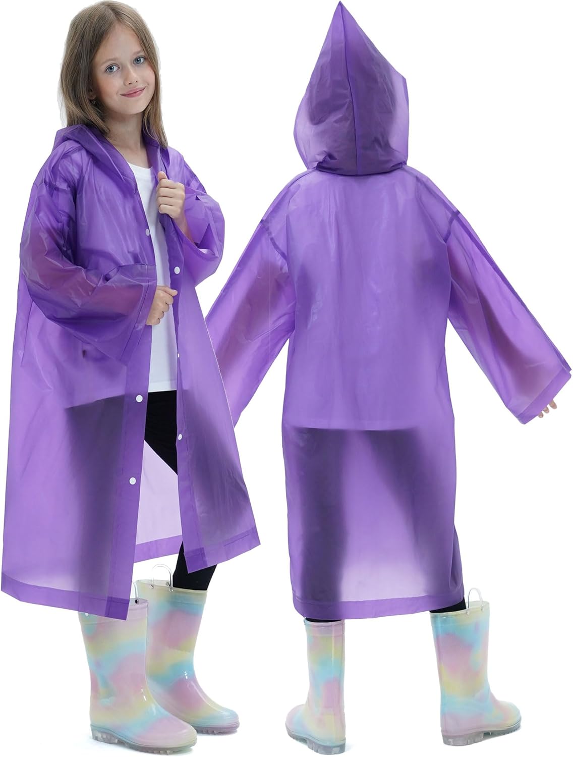 2-Pack Reusable Rain Coats for Kids