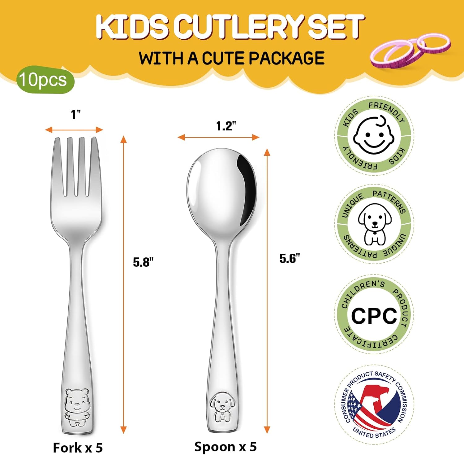VITEVER Kids Safe Stainless Steel Cutlery Set