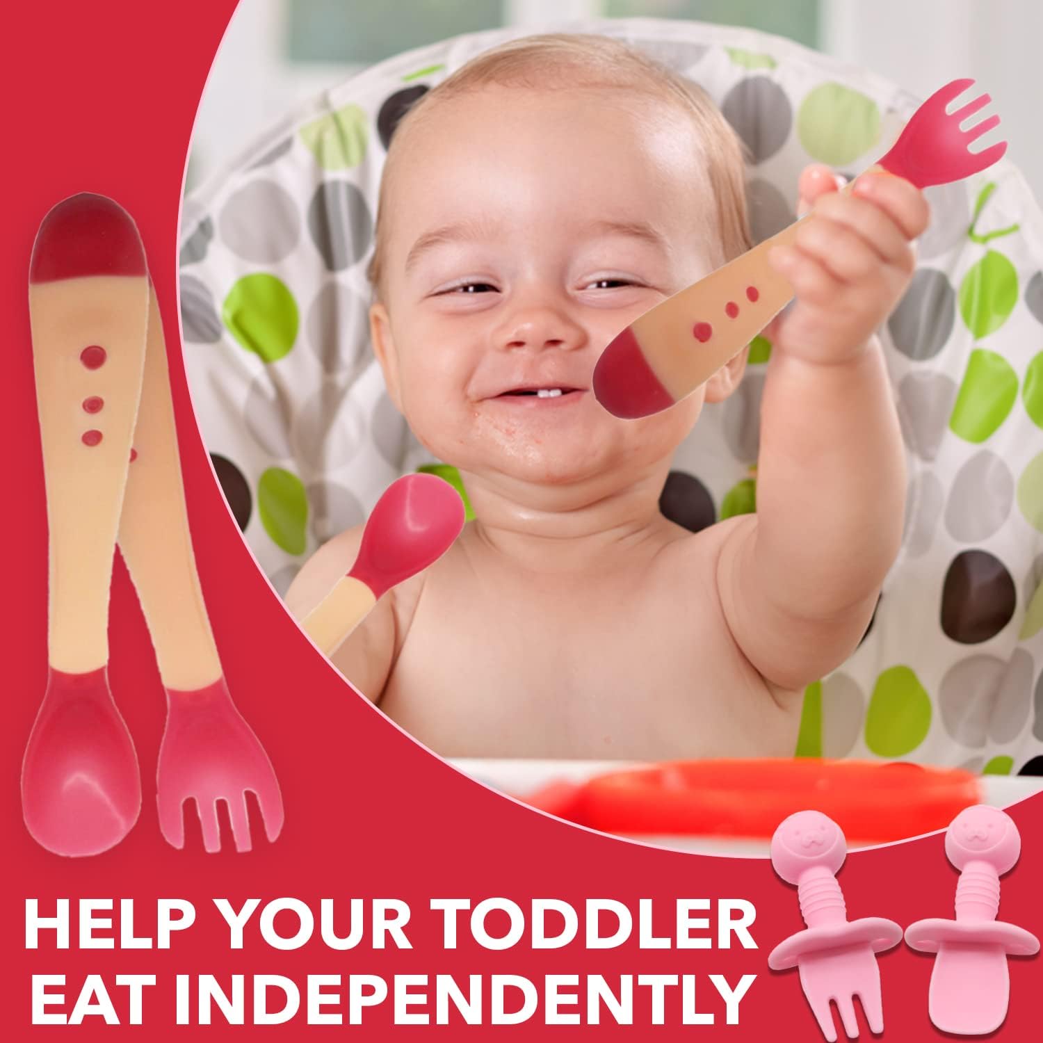 Self-Feeding Silicone Spoons Forks for Toddlers