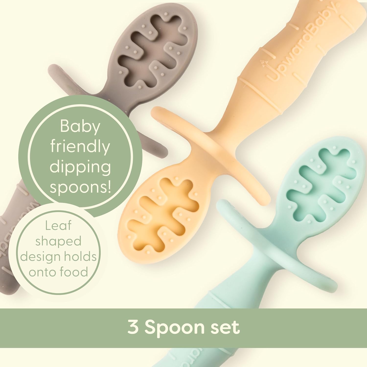 UpwardBaby - Safe Style 3-Pack Silicone Baby Feeding Spoons With Anti-Choke