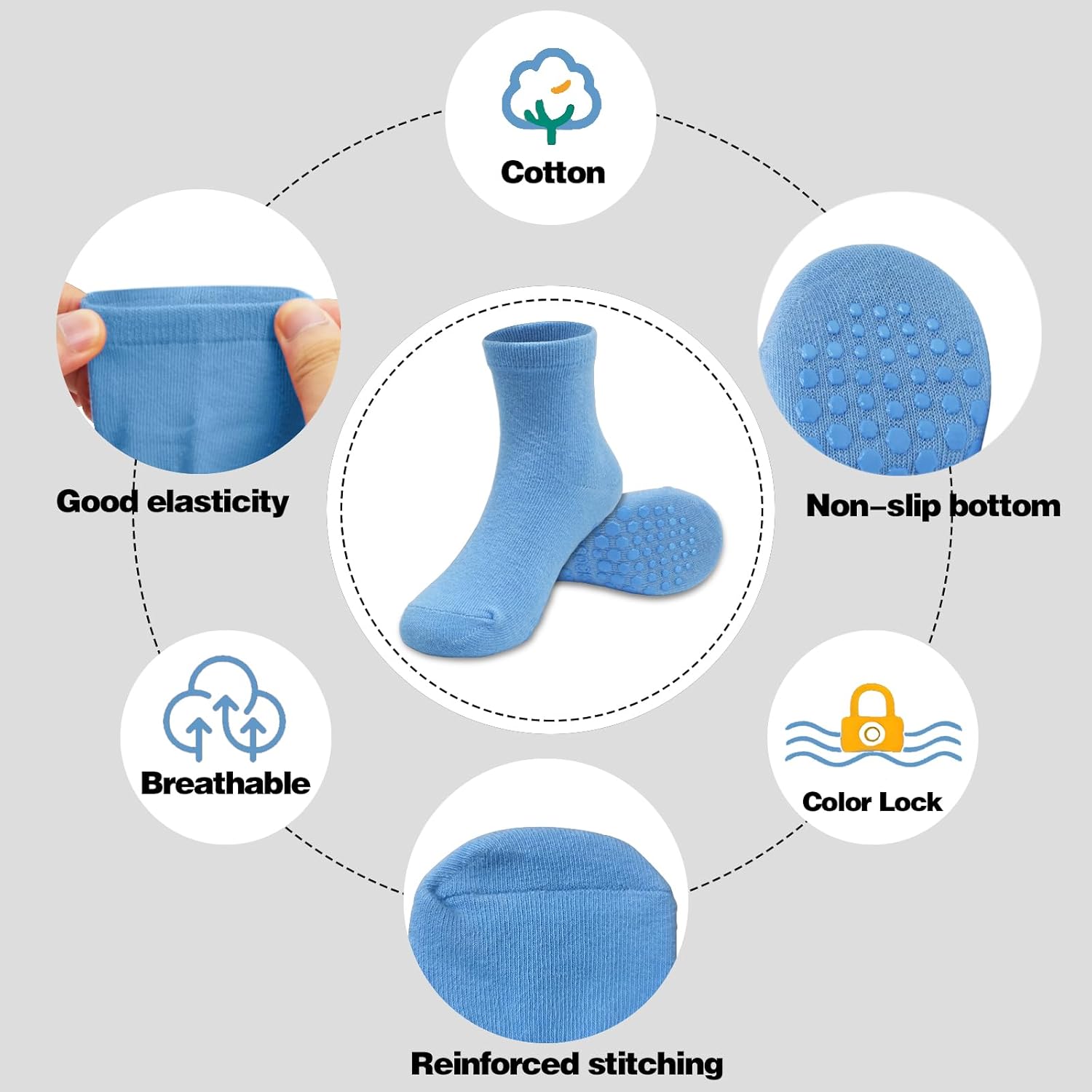 ELUTONG Toddler Socks Non-Slip Grip Perfect Gift
