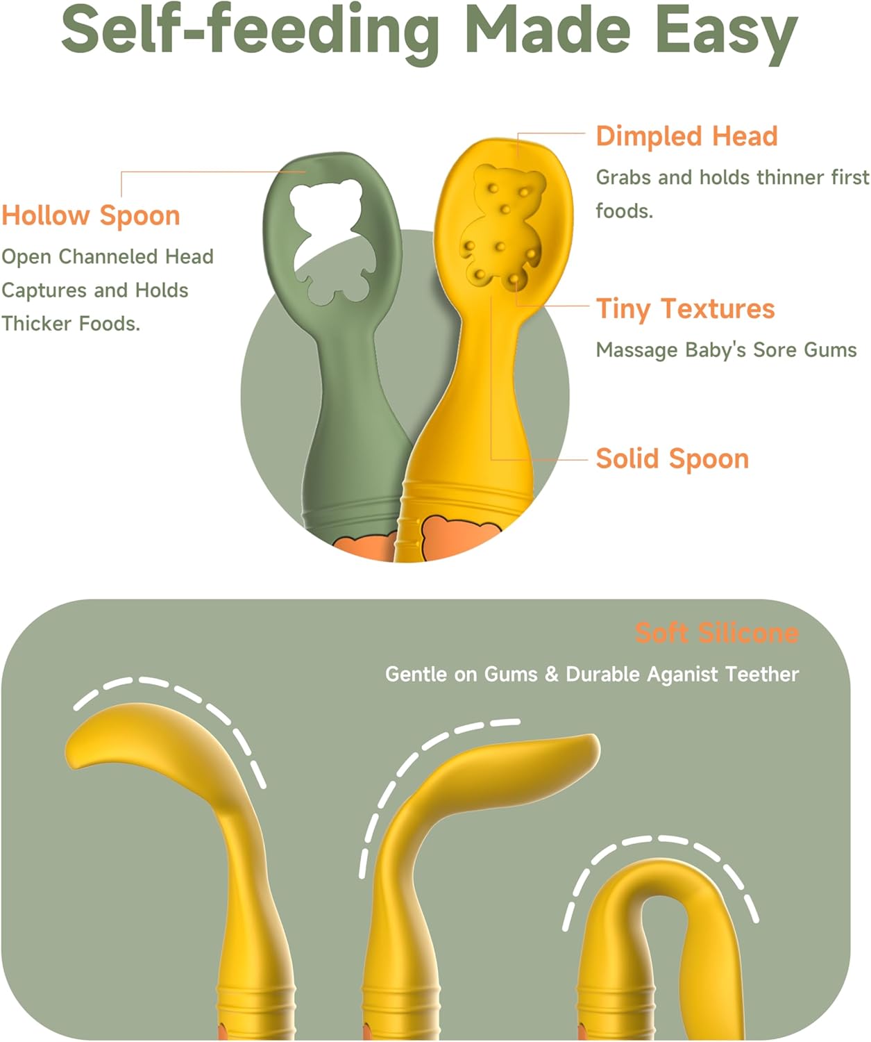 4-Piece Baby Spoons for Toddler Self-Feeding