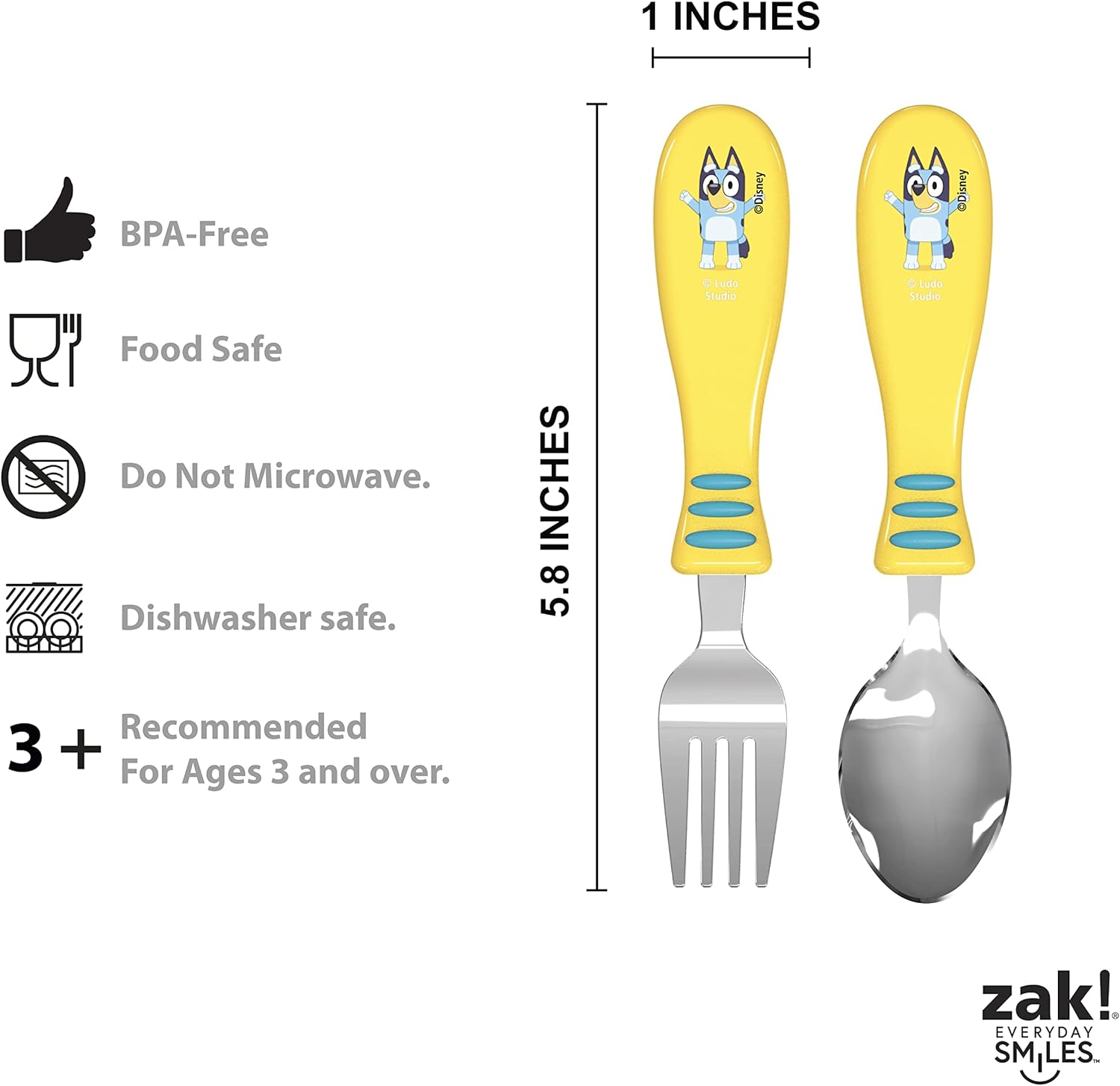 Zak Designs Bluey Kid Flatware Set - Fun for Picky Eaters