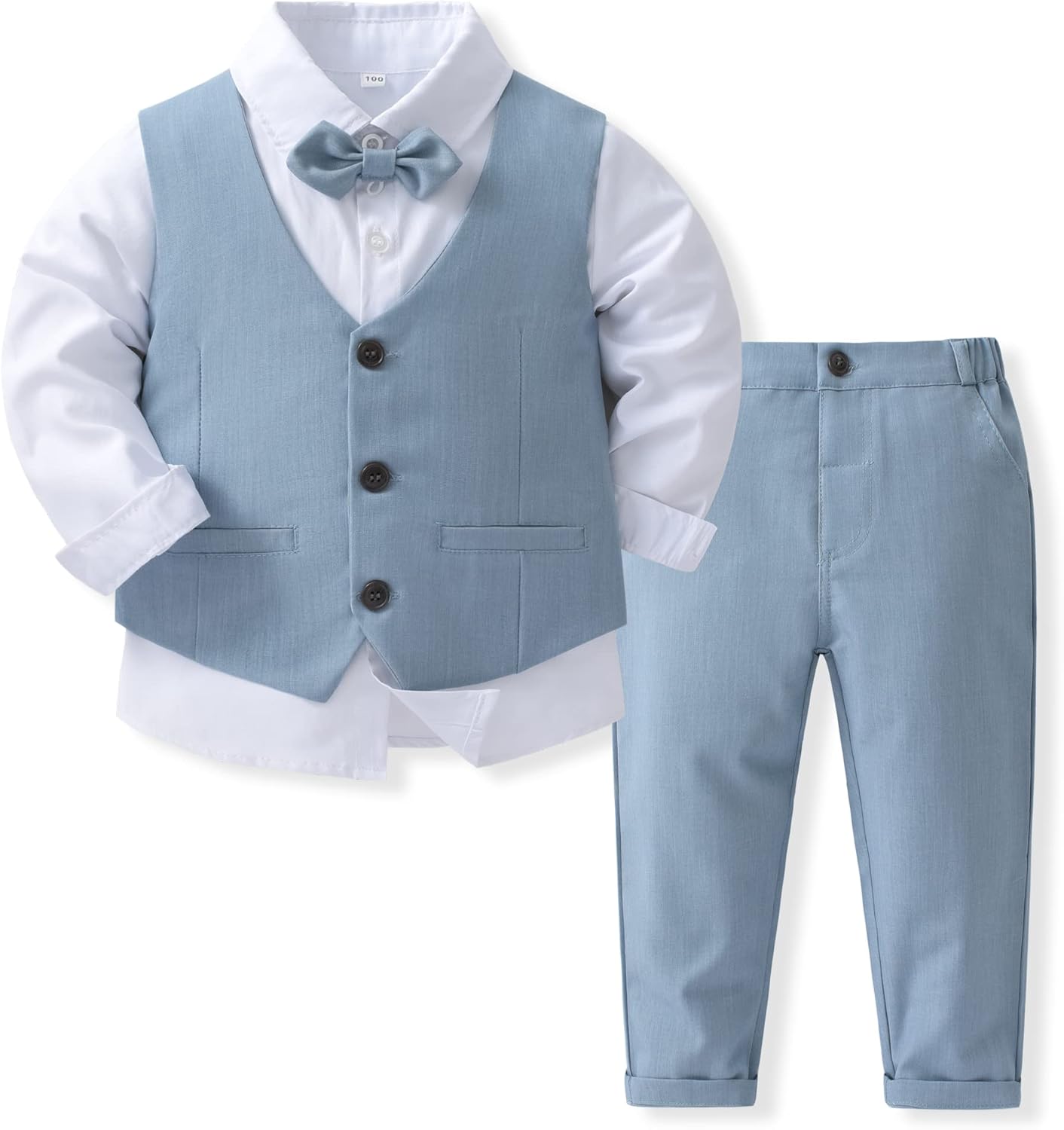 Boys Kids Cotton Suits Set with Bowtie