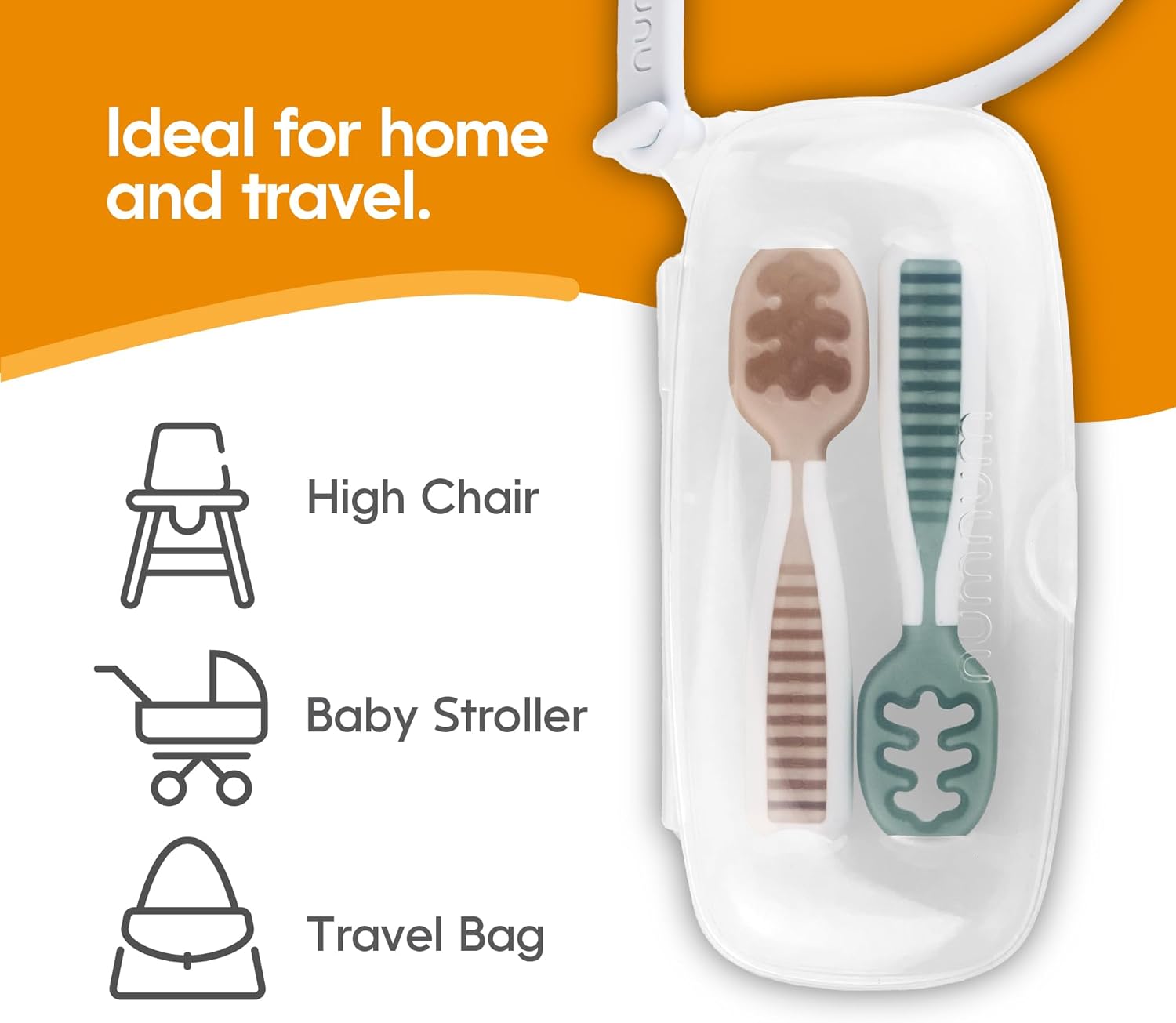 NumNum Baby Spoon Set with Clear Travel Case for Kids 6 Months