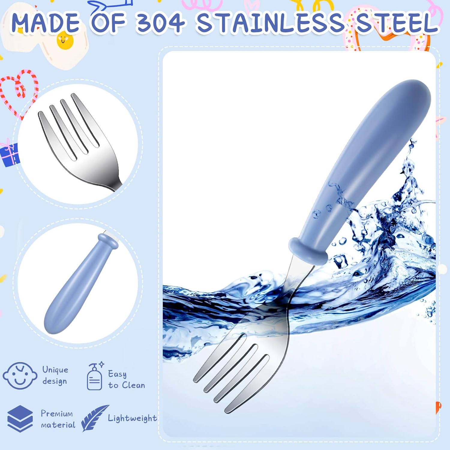 Chumia 9-Piece Stainless Steel Toddler Forks