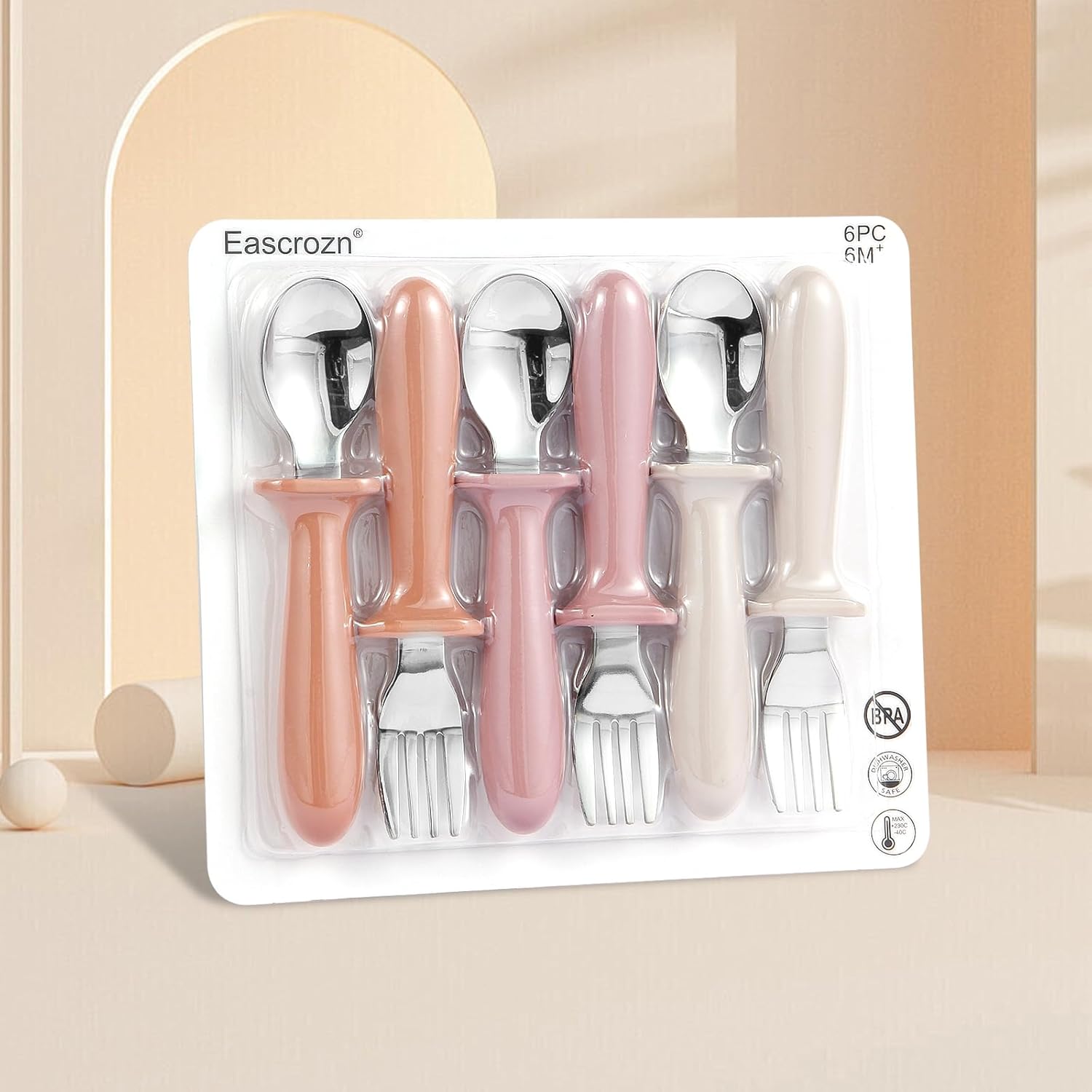 Eascrozn Toddler Spoons Forks Set 6 Pack