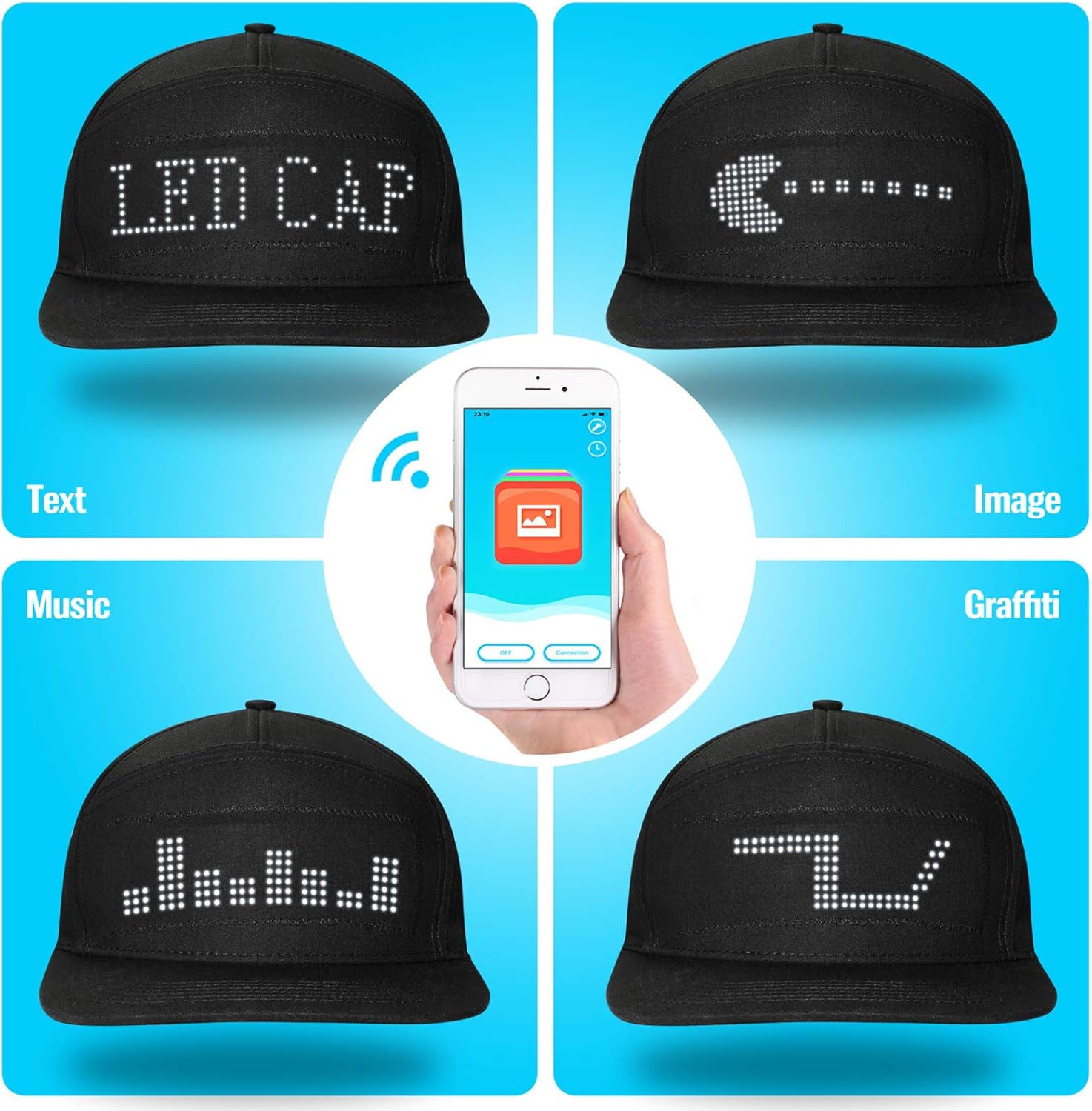 VIBRANT GR_paraexpress LED Graffiti Hat for Parties