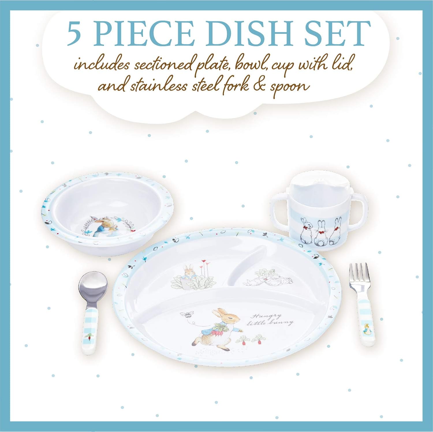 KIDS PREFERRED Beatrix Potter Peter Rabbit 5-Piece Melamine Dinnerware Set