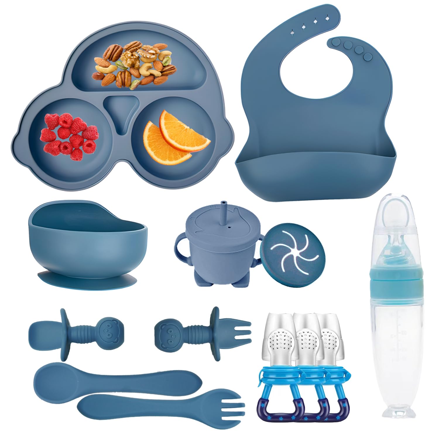 Durable Silicone Baby Feeding Set for Supervised Feeding