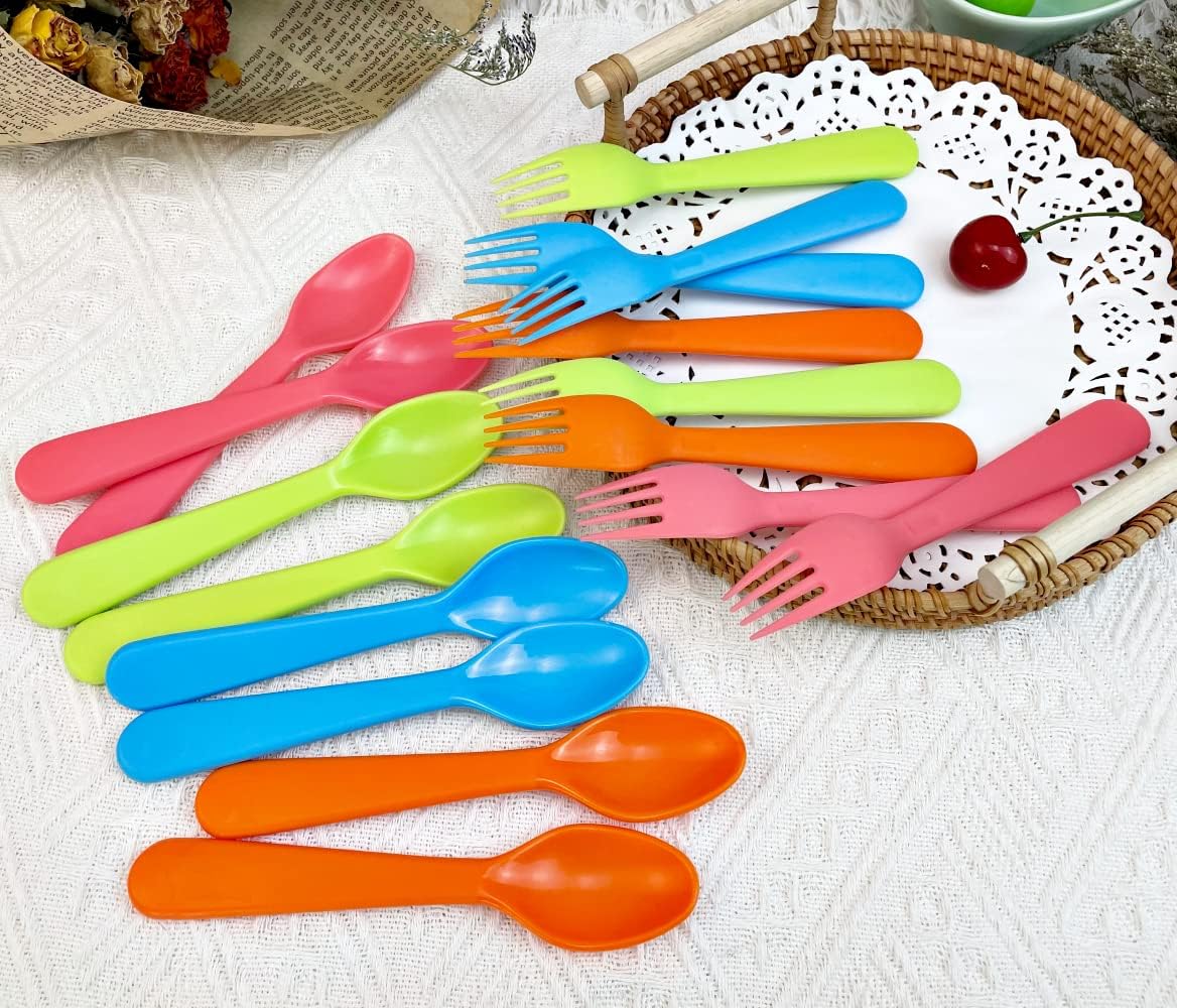 Jawbush 20 Pcs Kids Plastic Utensils Set
