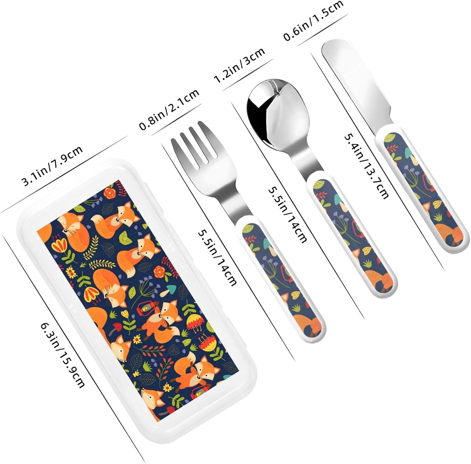 Stainless Steel Animal Fox Flatware Set with Travel Case