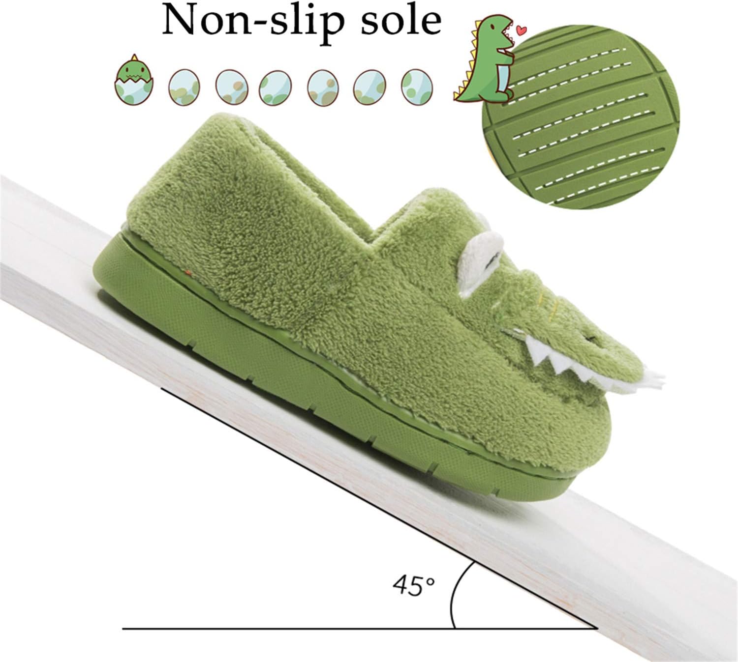 JACKSHIBO Toddler Slippers Dinosaur Cute Washable Soft Warm