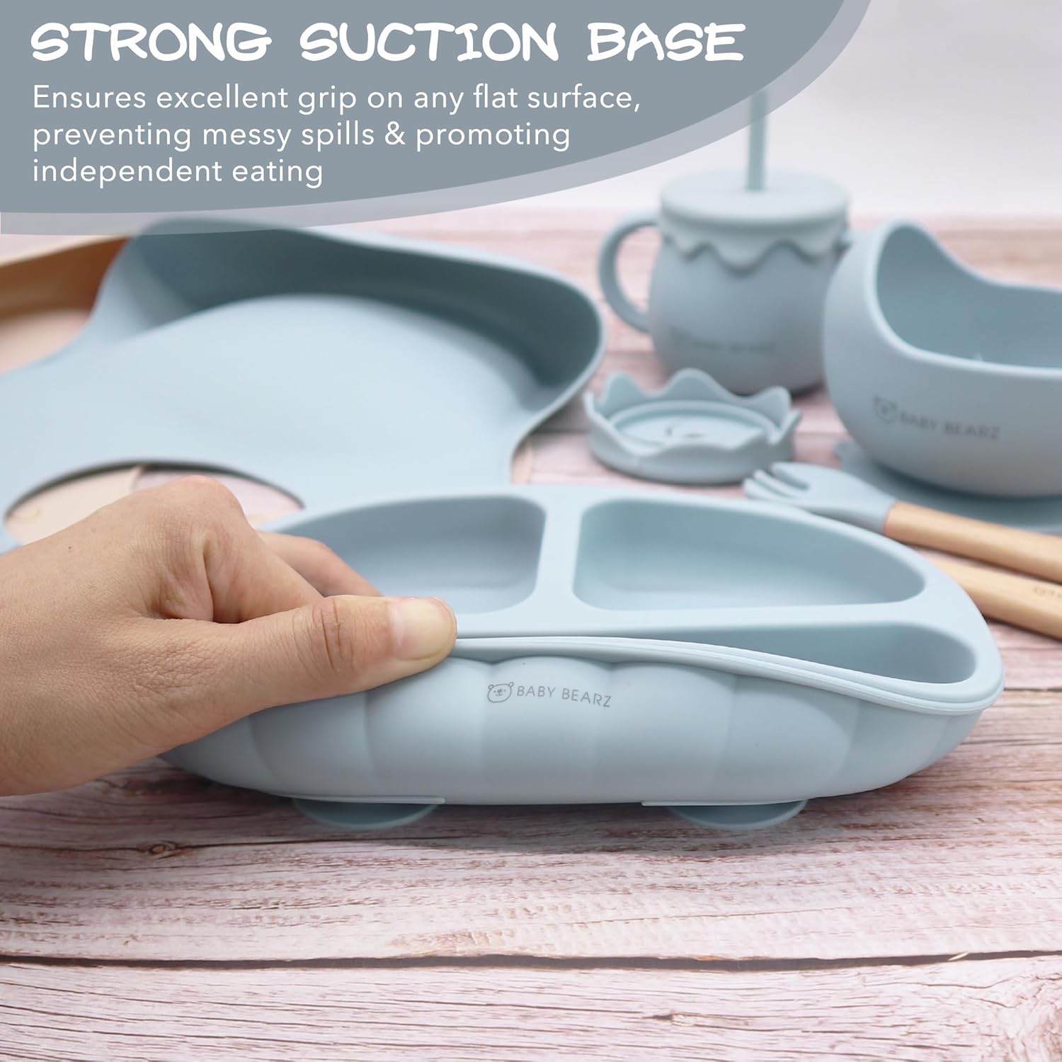 Adjustable Silicone Baby Feeding Set for 6 Months Old Blue