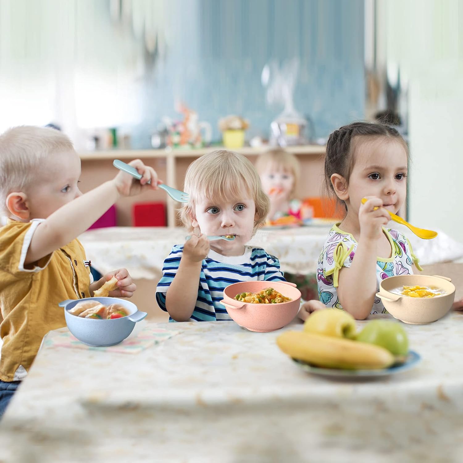 Bamboo Toddler Utensils Set Self Feeding BPA Free