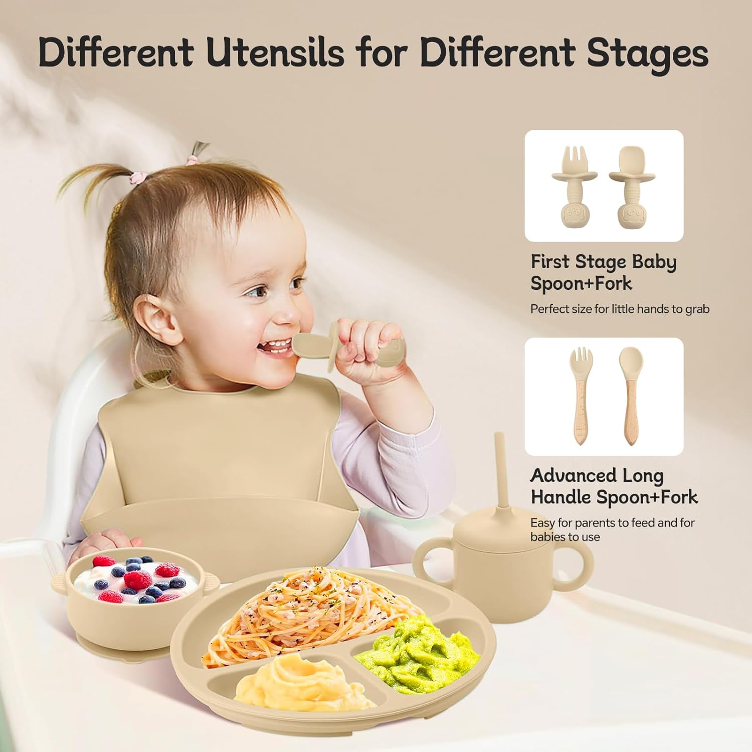 Silicone Baby Feeding Set for Self-Feeding