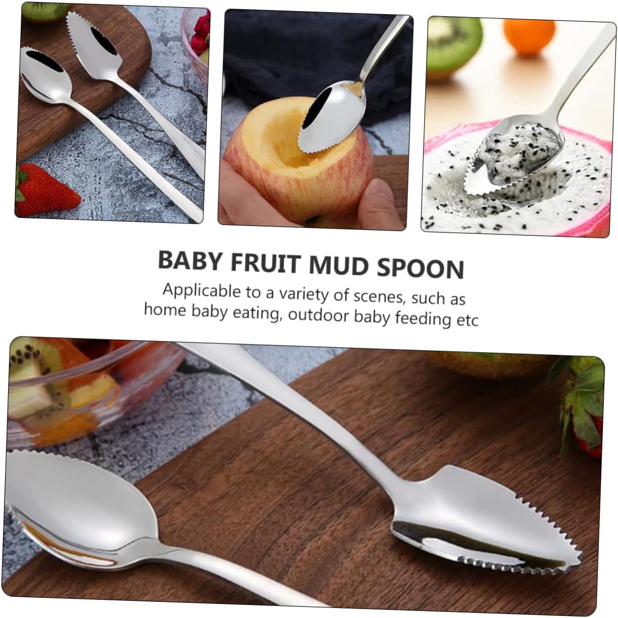 CIMAXIC 6-Piece Steel Fruit Puree Training Spoons