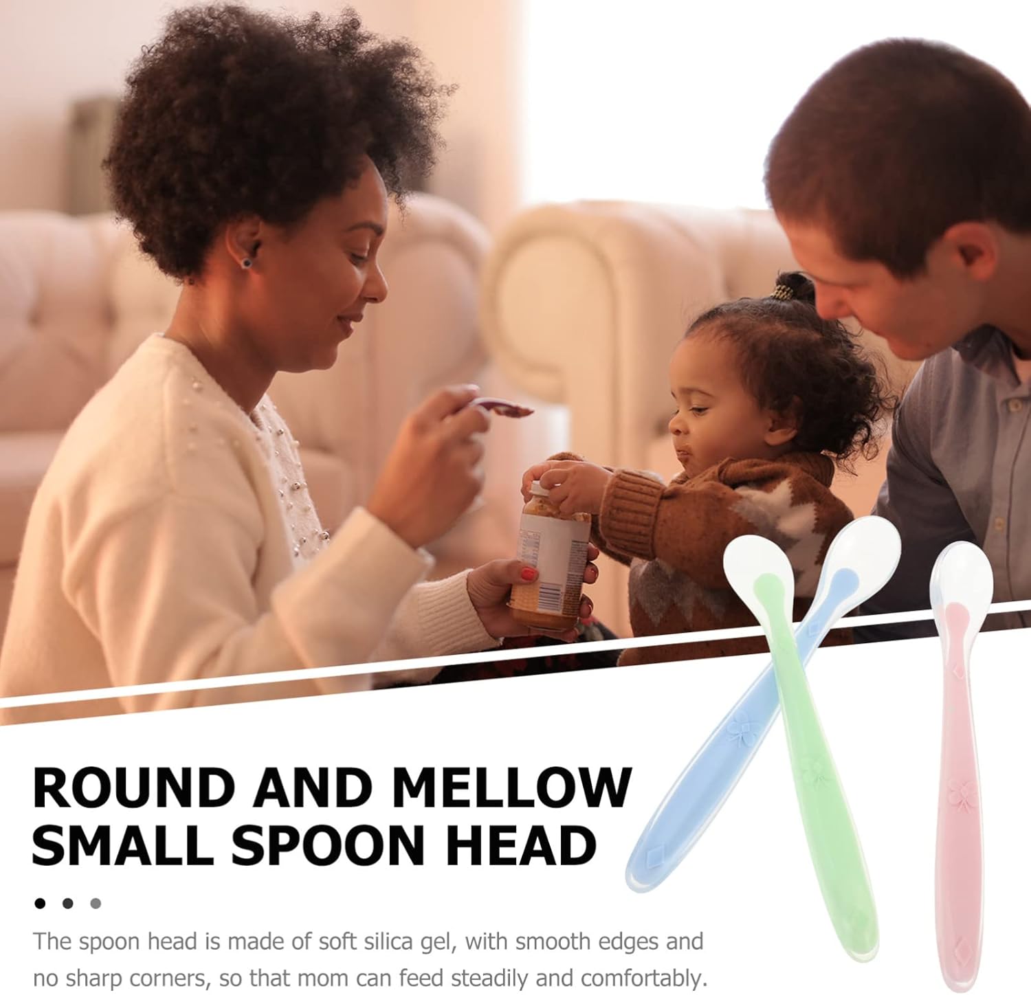 3-Piece Baby Silicone Spoon Set for First Feeding