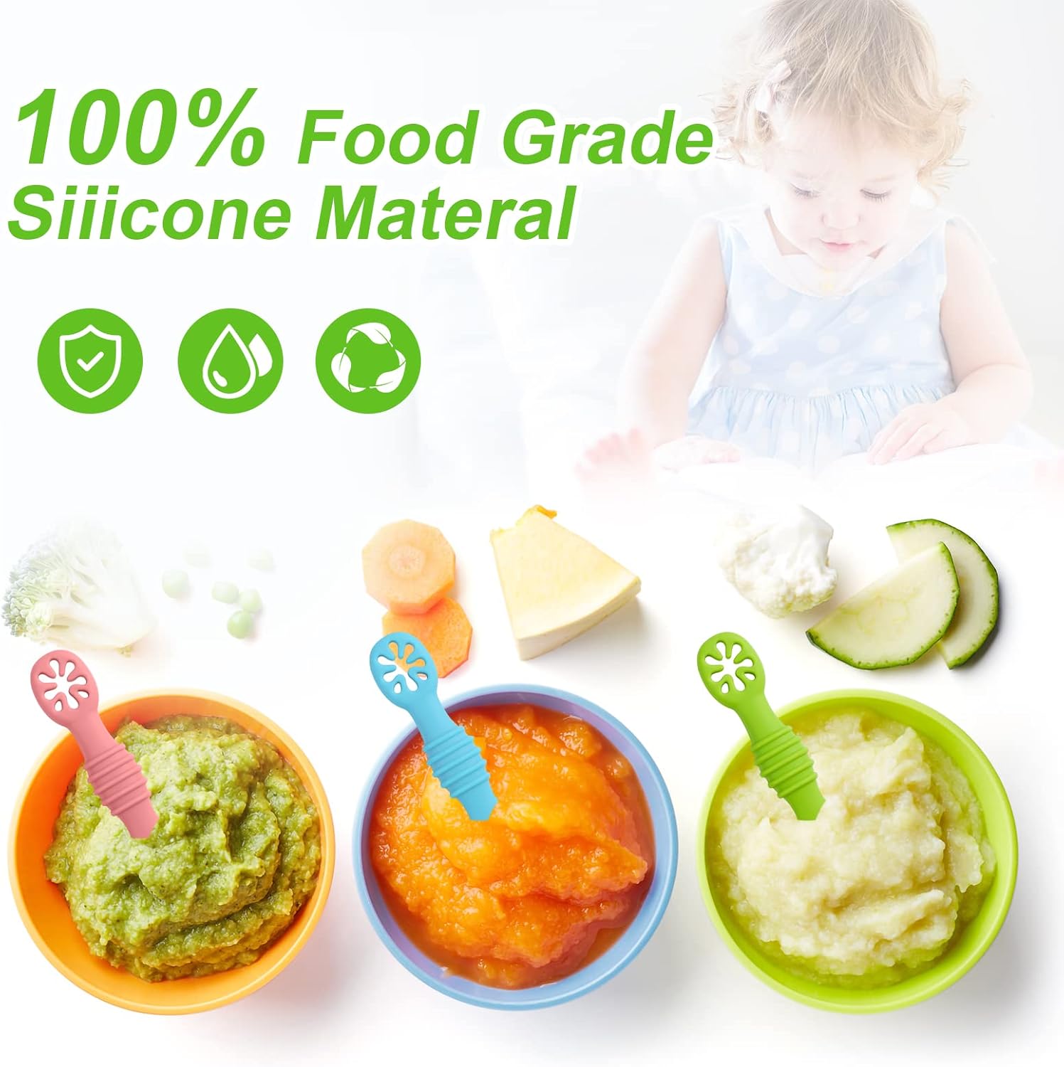 6pc Silicone Baby Spoons BPA-Free Ergonomic Design