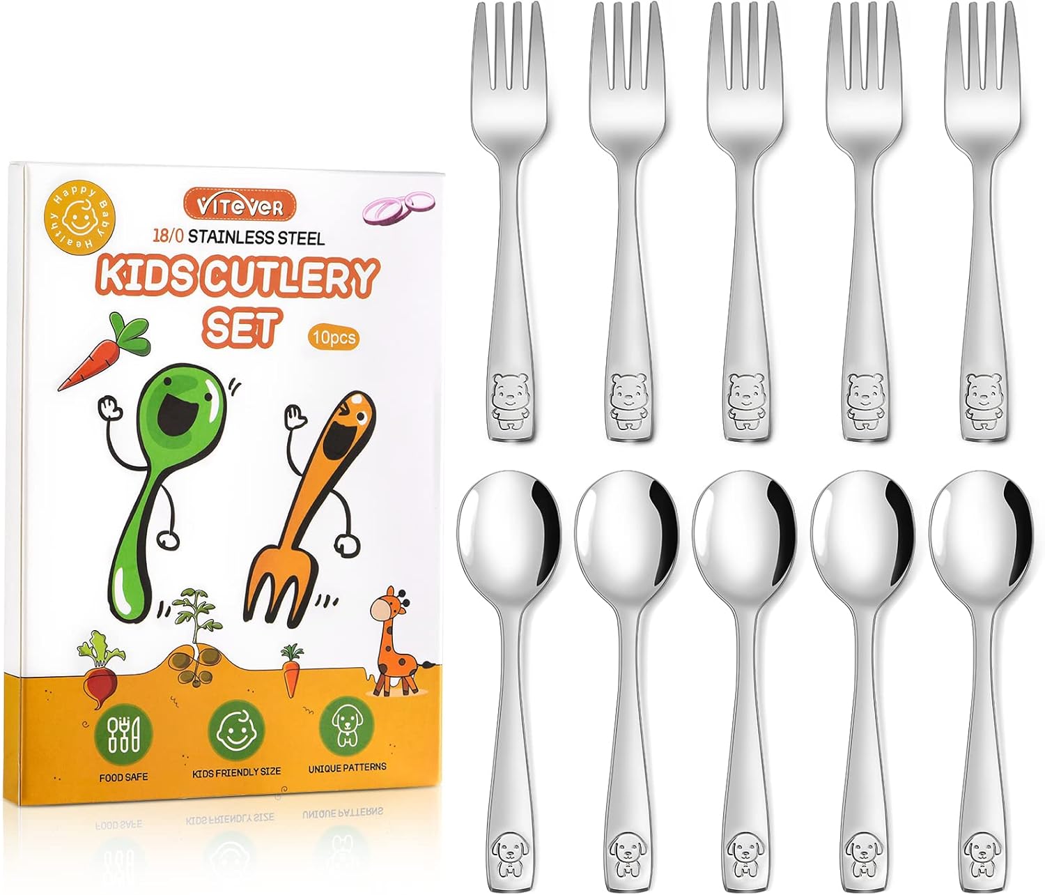 VITEVER Kids Safe Stainless Steel Cutlery Set